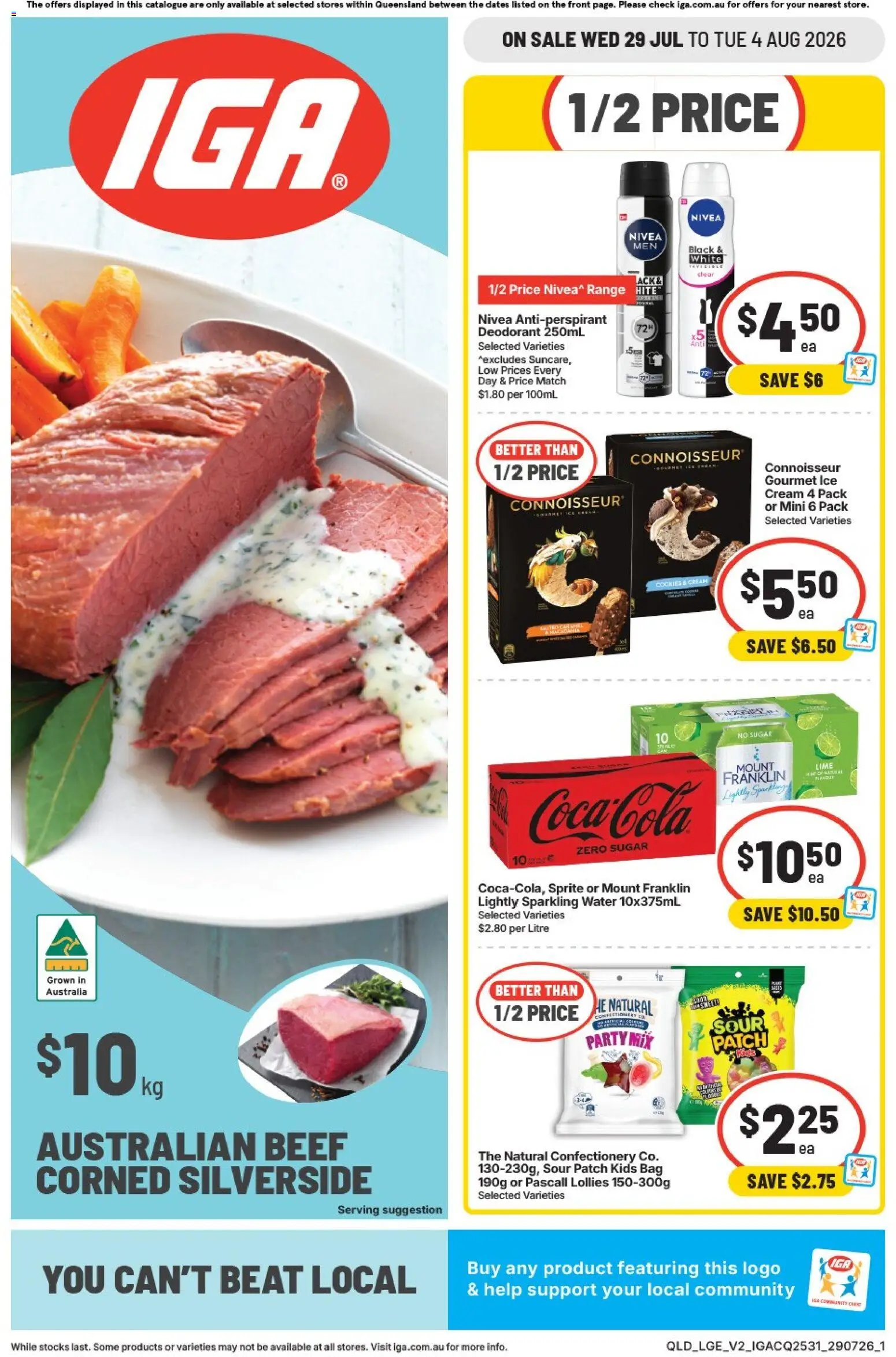 IGA catalogue - valid from 29/07/2026 | Page: 1 | Products: Deodorant, Antiperspirant, Lollies, Cream