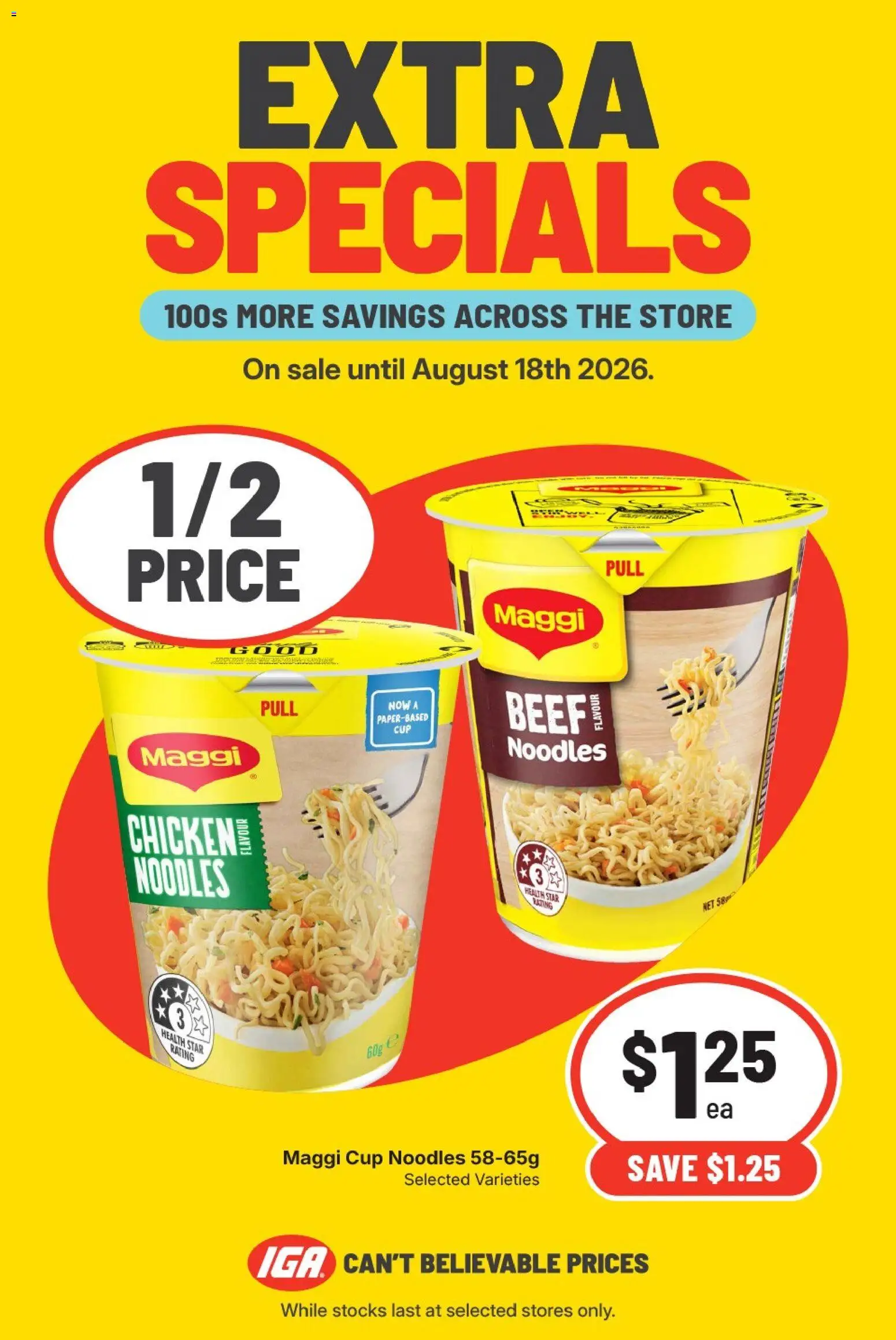 IGA catalogue - valid from 12/08/2026 | Page: 5 | Products: Chicken, Noodles, Beef