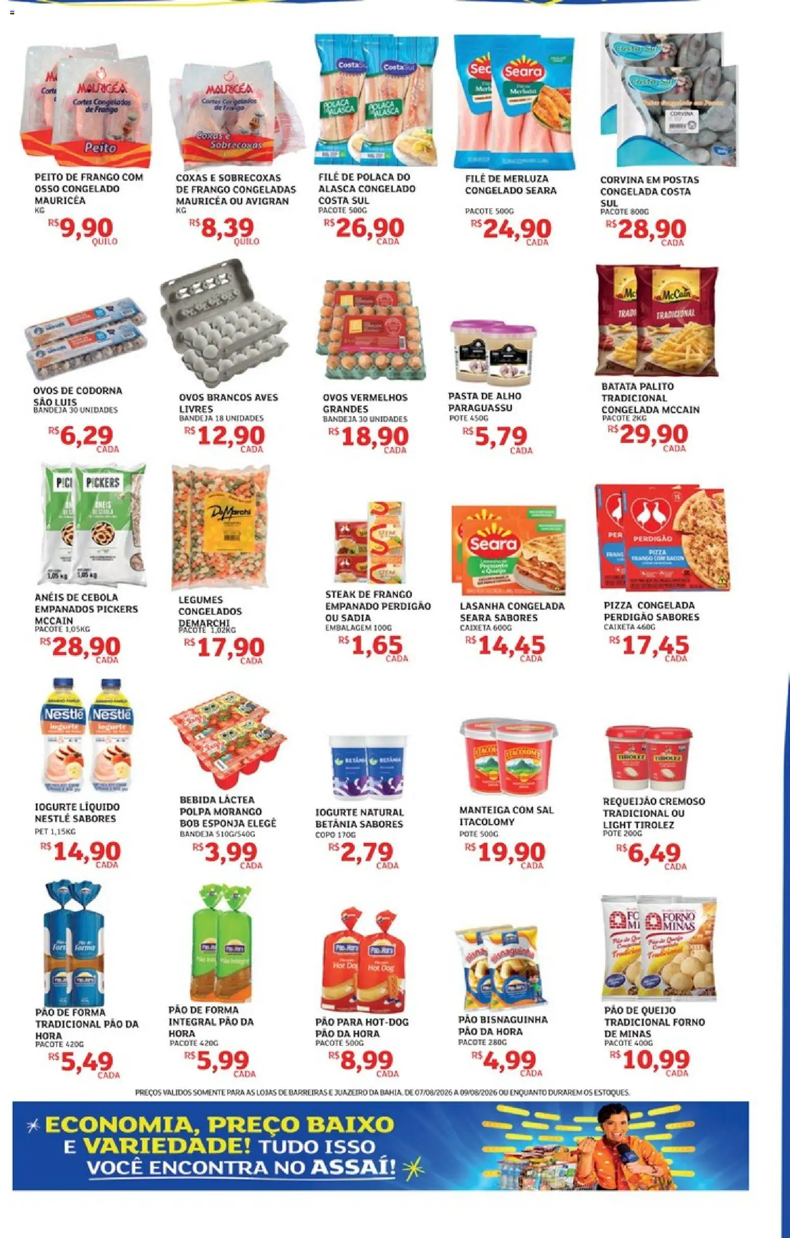 Assaí Atacadista Folheto - válido de 07/08/2026 | Página: 3 | Produtos: Esponja, Pizza, Requeijão, File de polaca