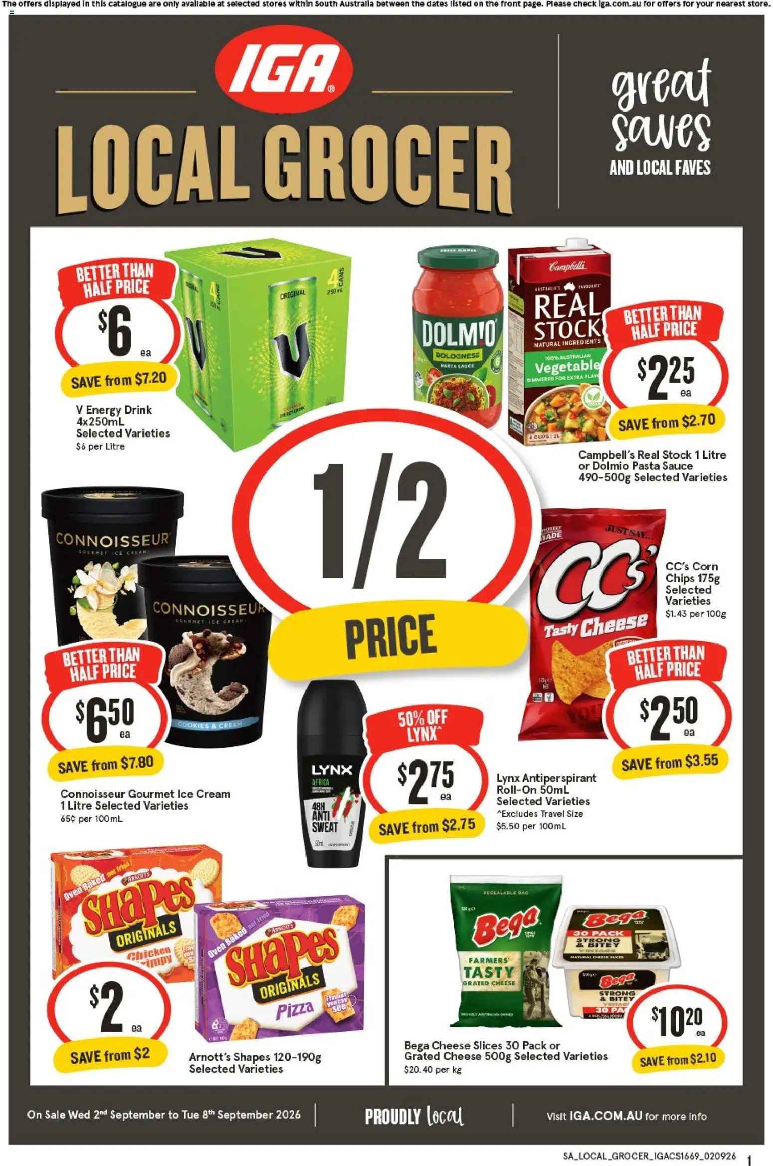 IGA catalogue - valid from 02/09/2026 | Page: 1 | Products: Ingredients, Chicken, Antiperspirant, Grated cheese