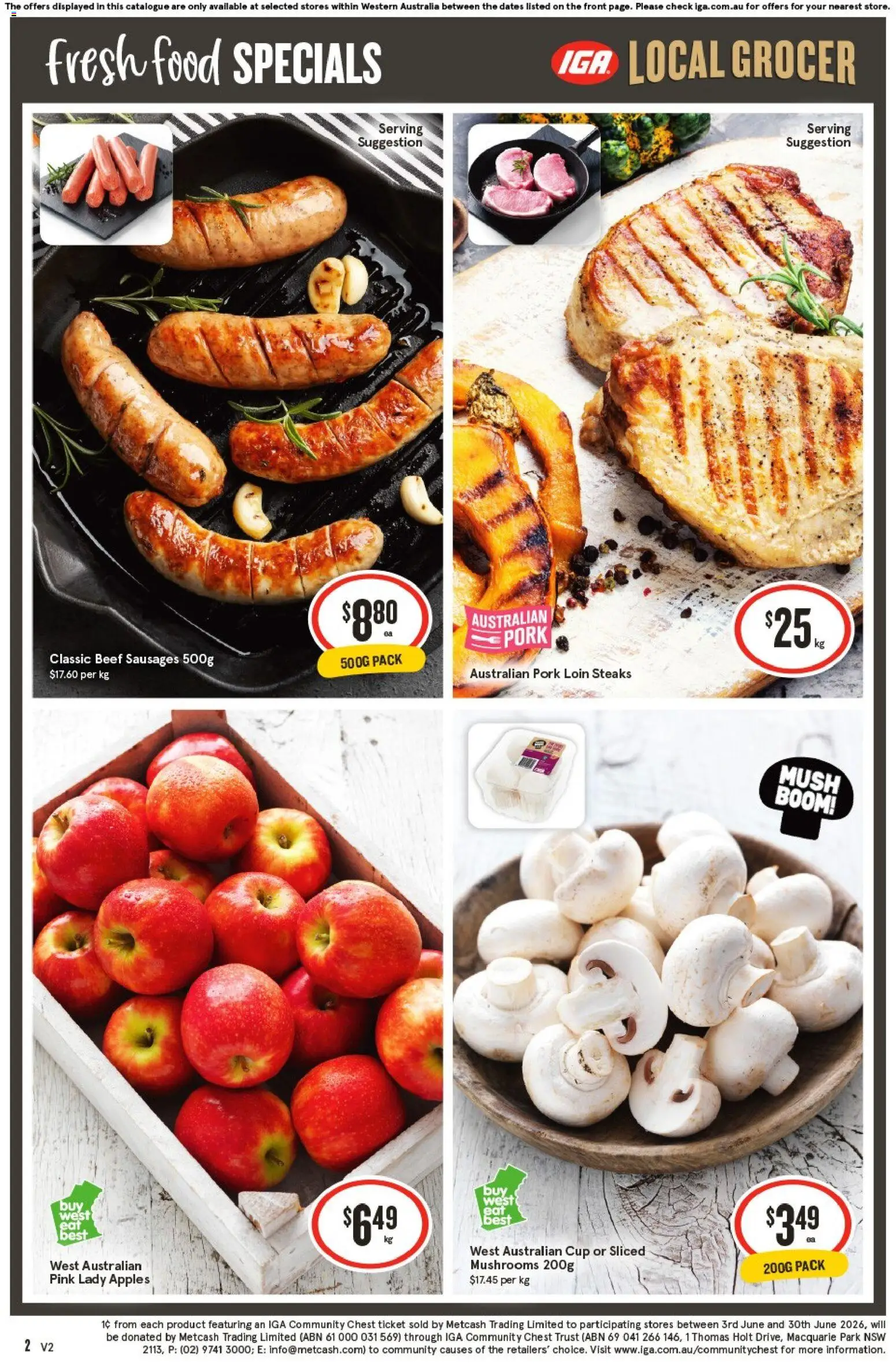IGA catalogue - valid from 17.06.2026 | Page: 3 | Products: Pork, Apples, Mushrooms, Beef