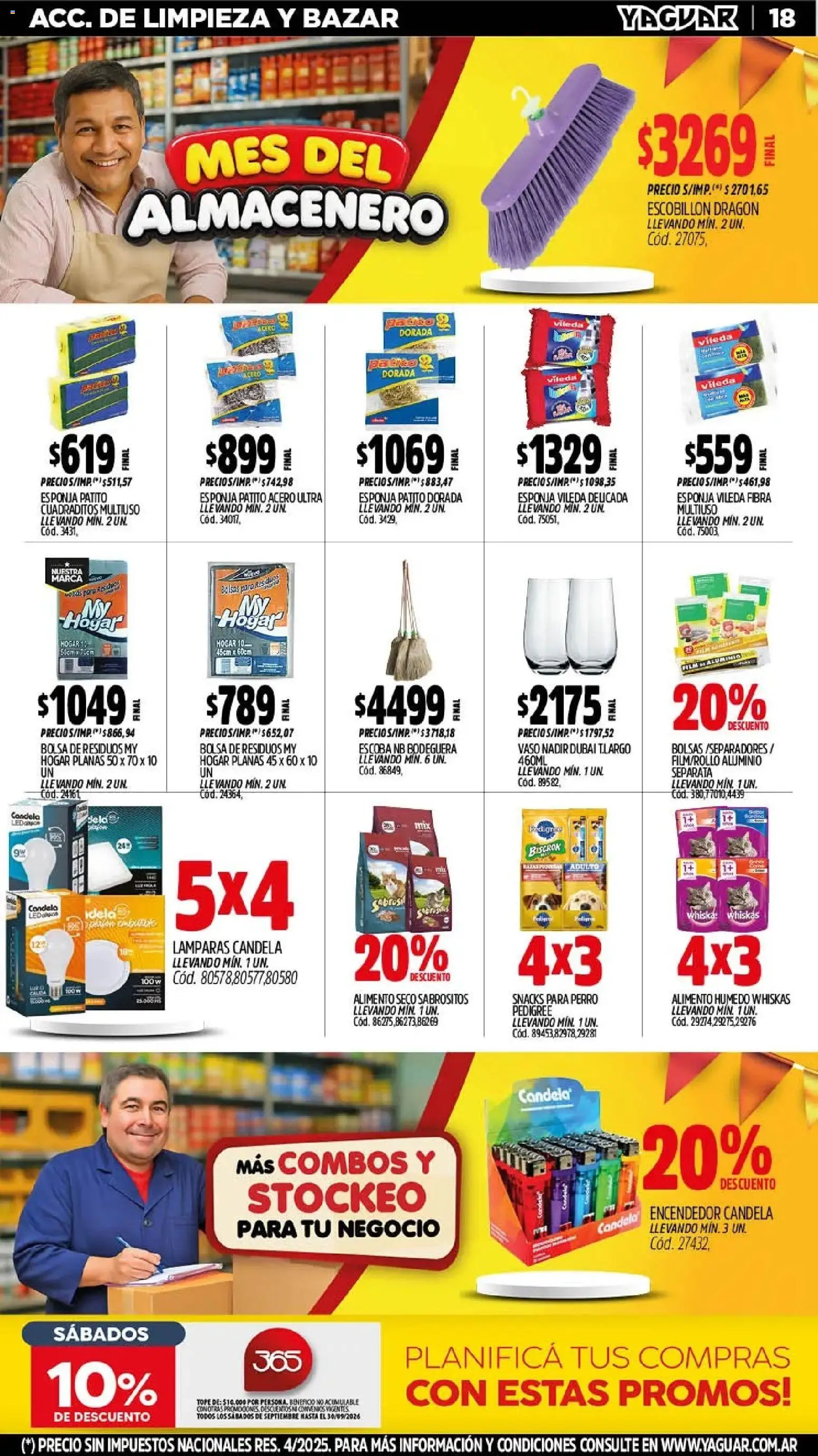 Yaguar - Oferta Semanal Mendoza │ válido desde el 21/09/2026 | Página: 18 | Productos: Bolsa, Escobillon, Escoba, Snacks