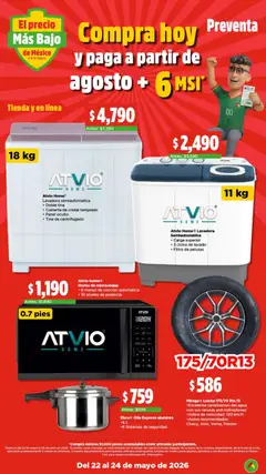 Vista previa de Bodega Aurrerá folleto El precio más bajo de México, nuevo folleto de la tienda, válido en México a partir del 22.05.2026 | Página: 2 | Productos: Horno, Agua, Lavadora, Microondas