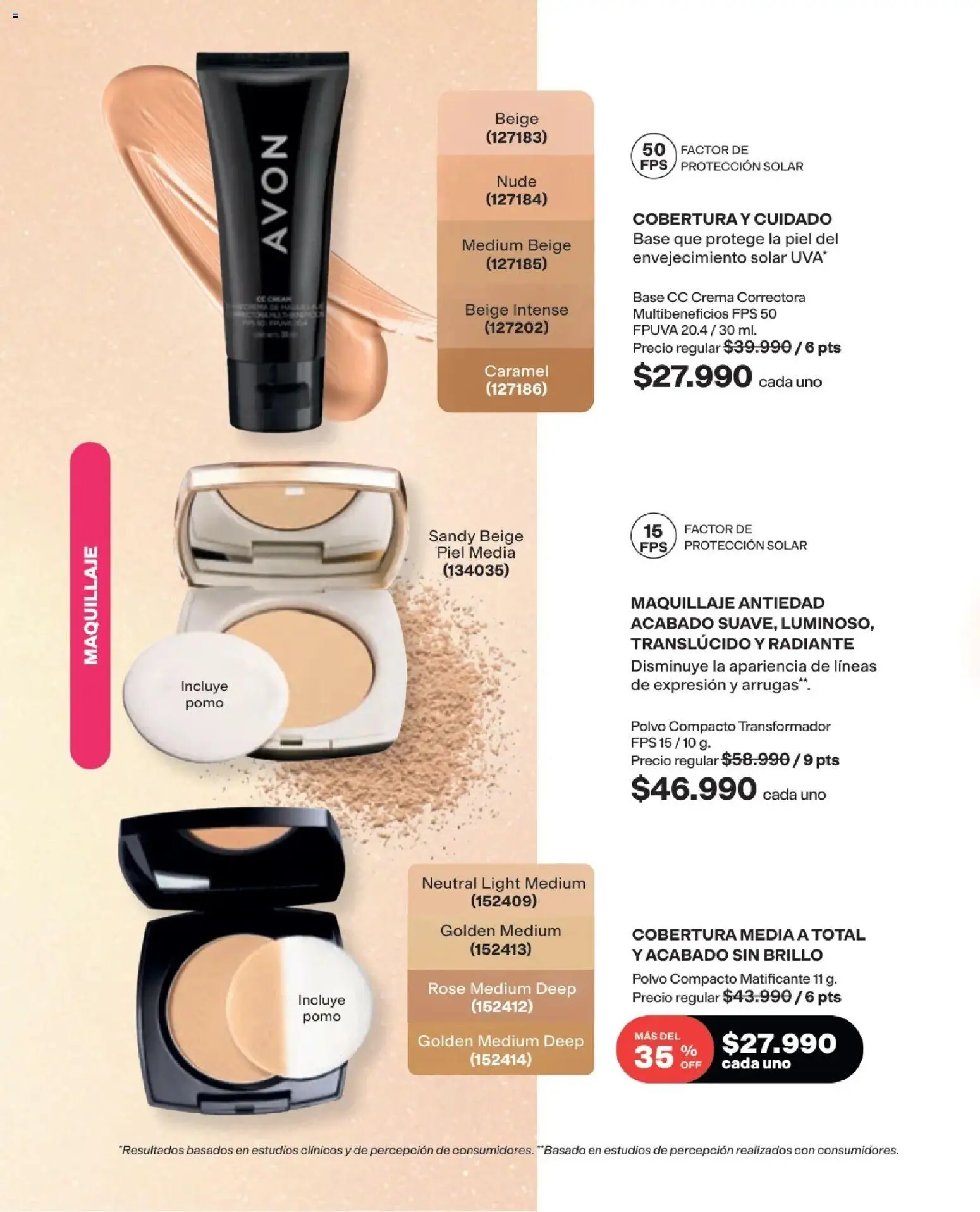 Avon revista - valida desde el 19/09/2026 | Página: 45 | Productos: Polvo compacto, Brillo, Maquillaje, Polvo