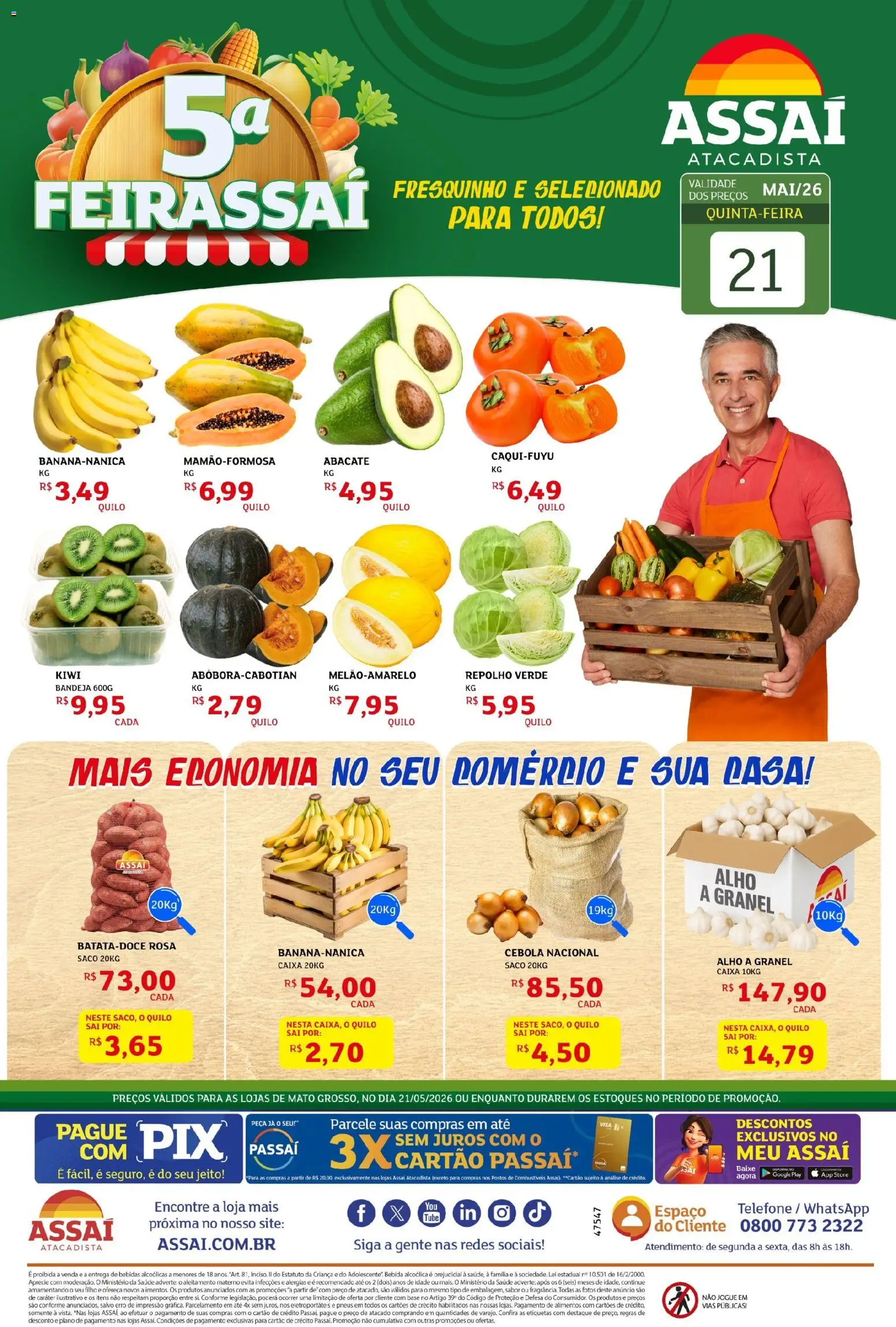Assaí Atacadista Folheto - válido de 21.05.2026 | Página: 1 | Produtos: Alho, Cebola, Repolho, Bandeja