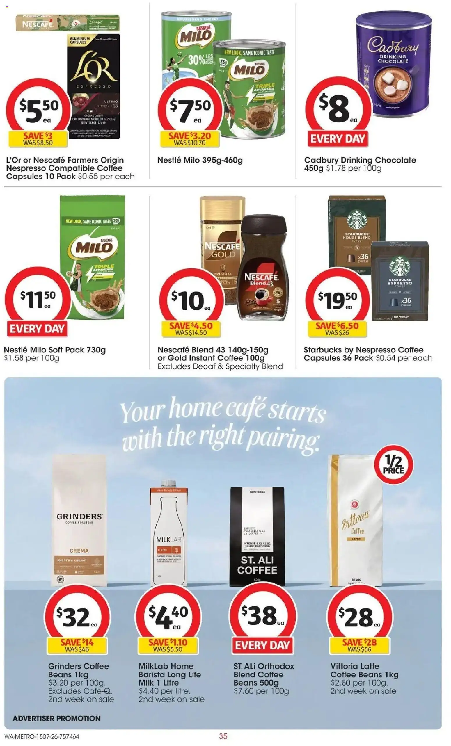 Coles catalogue - valid from 15/07/2026 | Page: 35 | Products: Milk, Coffee, Coffee beans, Instant coffee