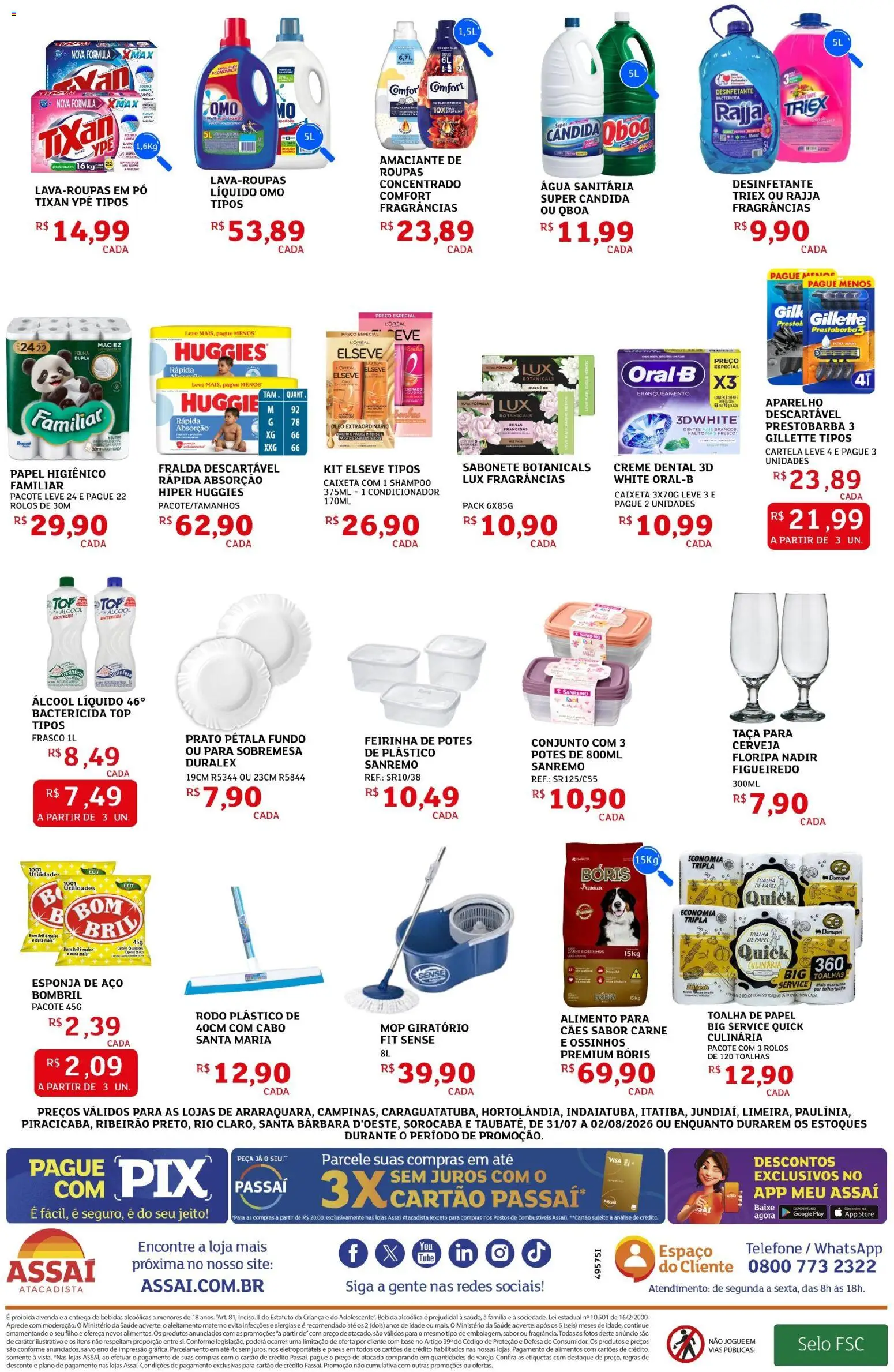 Assaí Atacadista Folheto - válido de 31/07/2026 | Página: 2 | Produtos: Carne, Roupas, Creme, Sabonete