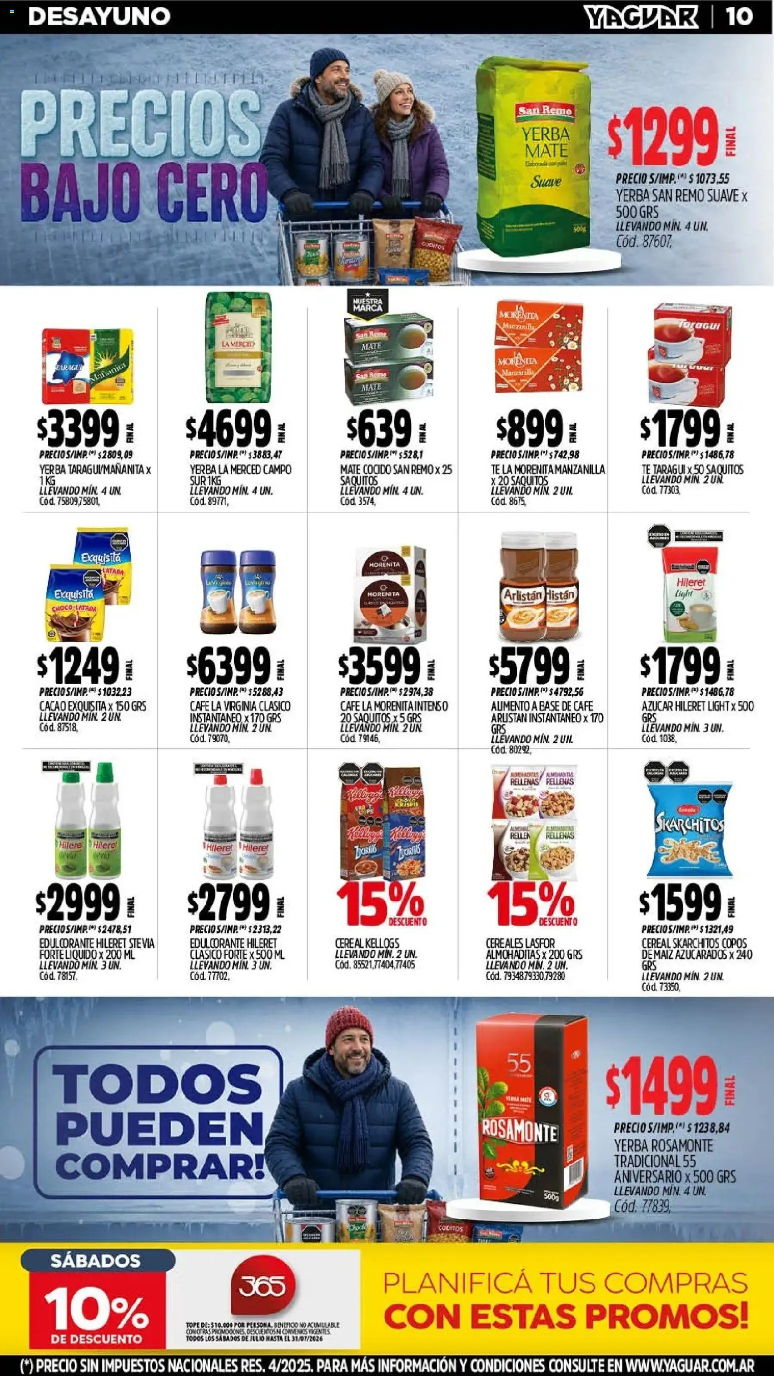 Yaguar - Oferta Semanal Santa Fé │ válido desde el 20/07/2026 | Página: 10 | Productos: Mate, Azucar, Yerba, Cereales