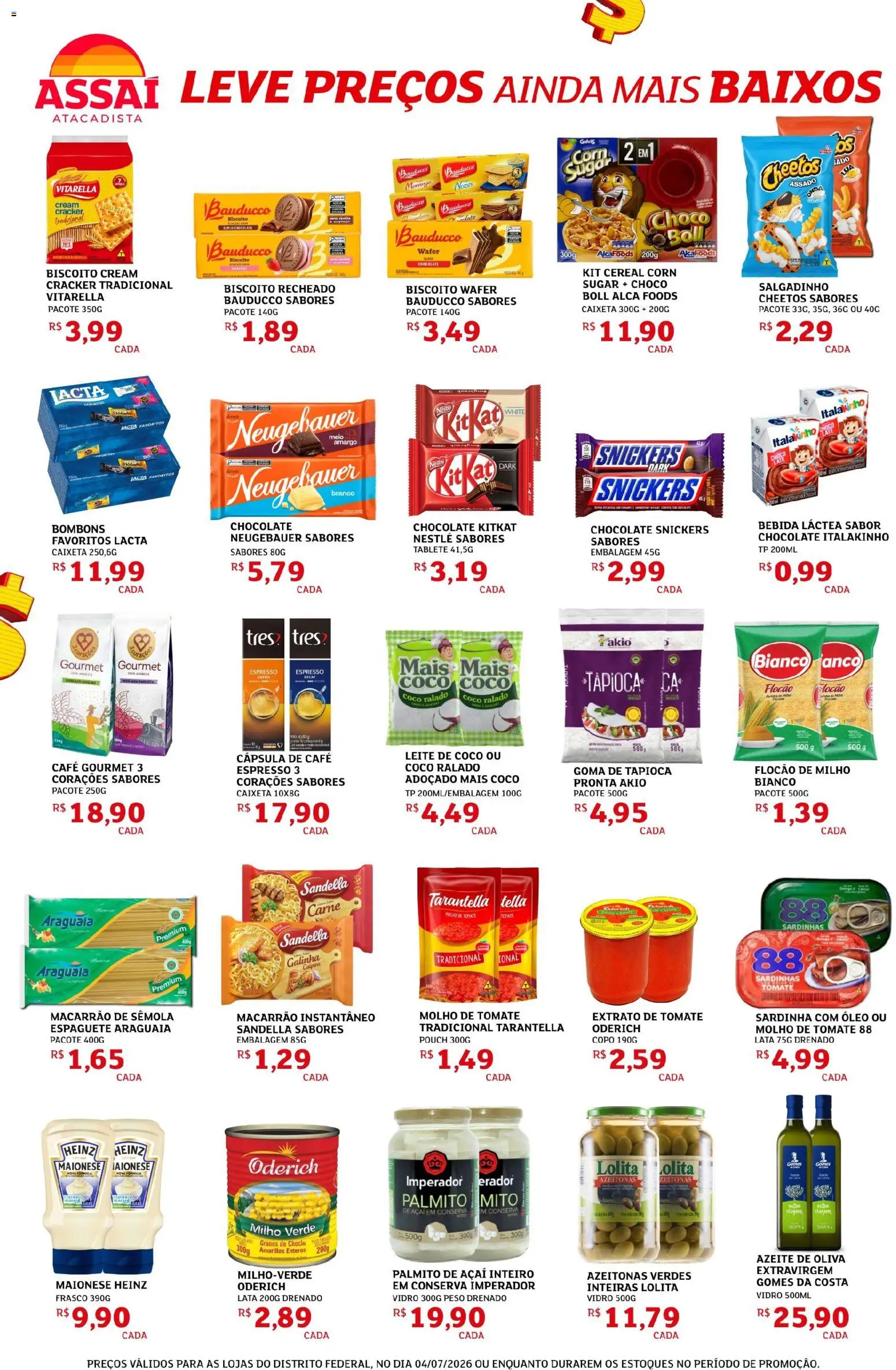 Assaí Atacadista Folheto - válido de 04/07/2026 | Página: 2 | Produtos: Palmito, Nozes, Biscoito recheado, Açaí