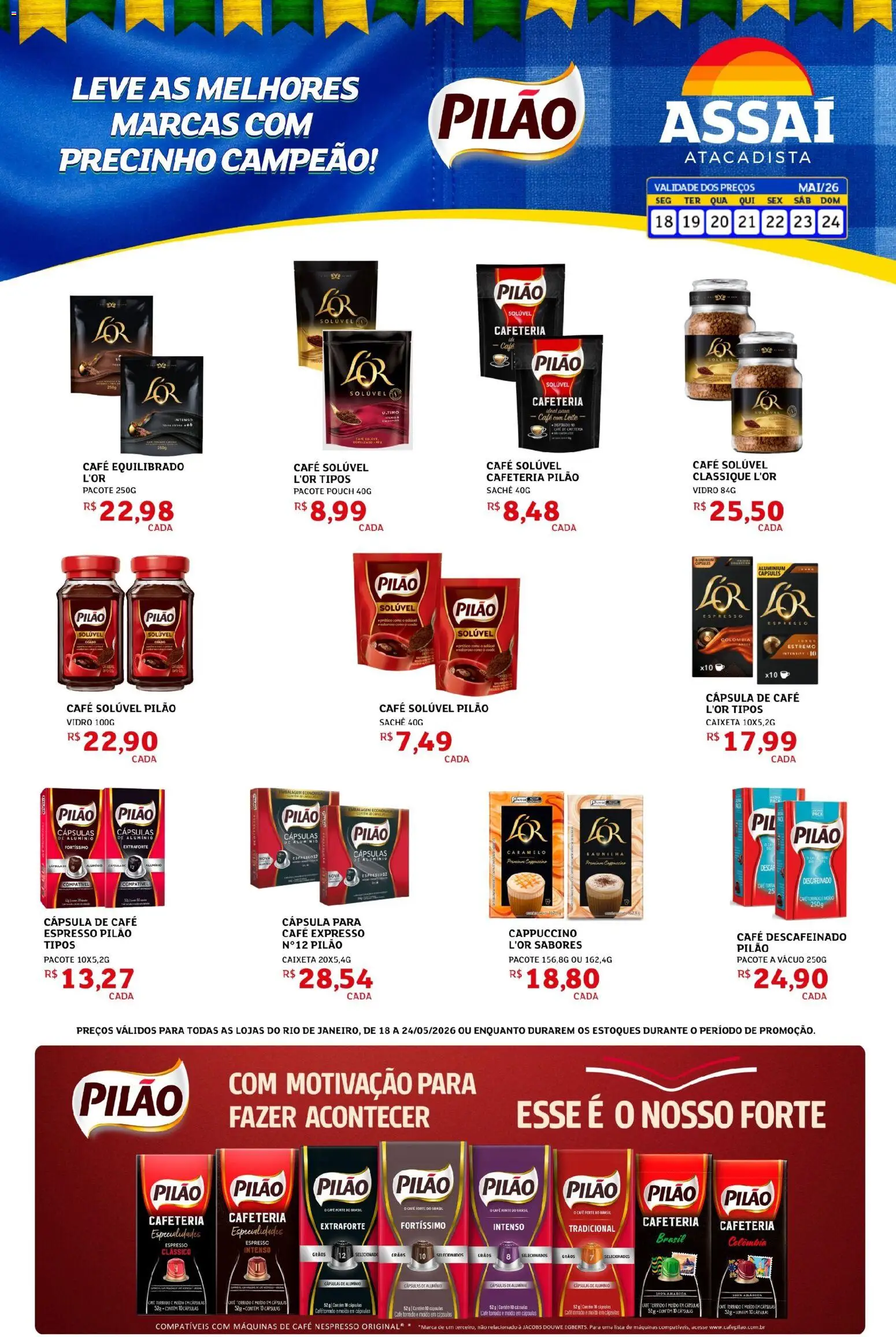 Assaí Atacadista Folheto - válido de 18.05.2026 | Página: 1 | Produtos: Cápsula de café, Leite, Café, Café solúvel