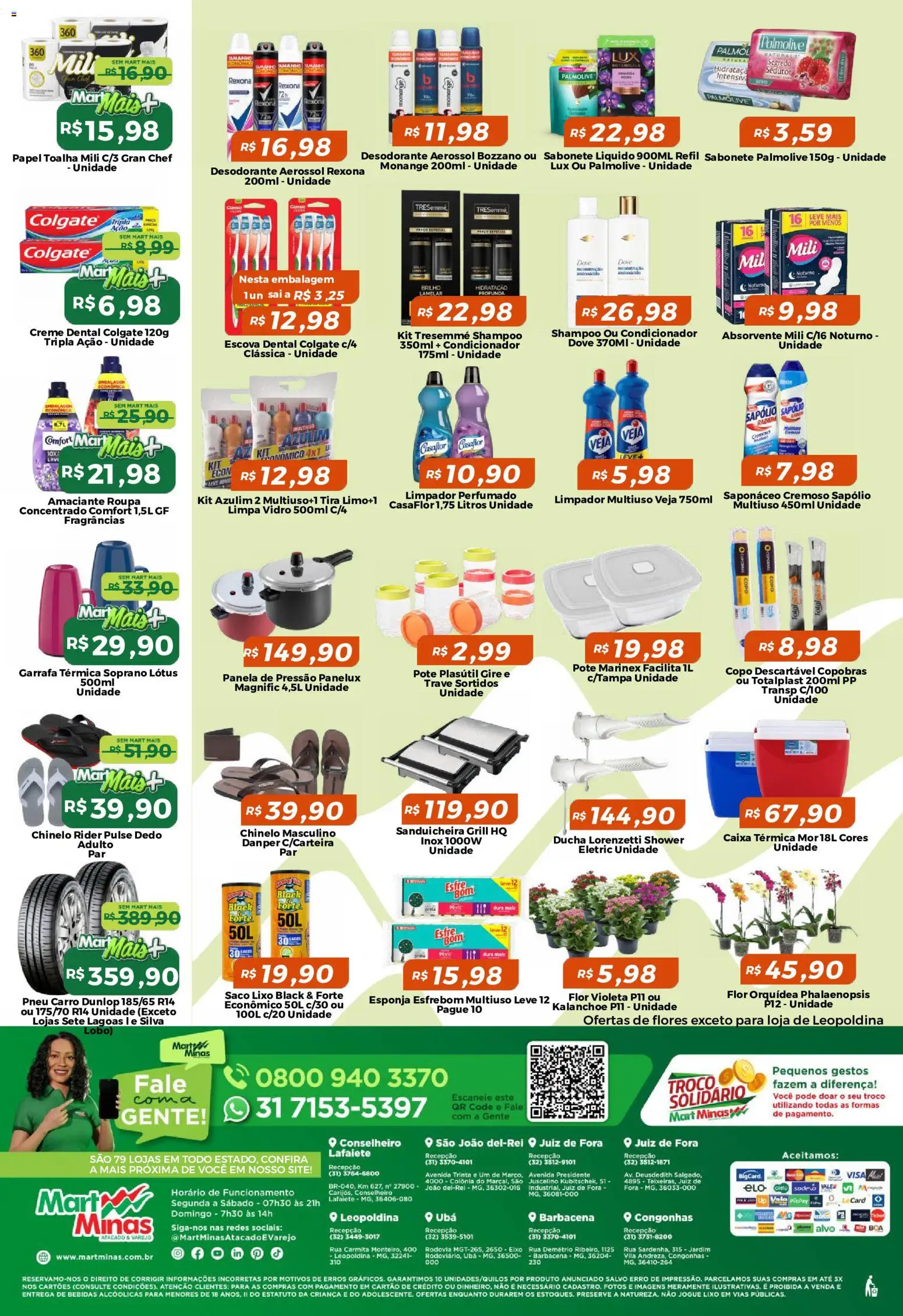 Mart Minas Folheto - válido de 06/08/2026 | Página: 4 | Produtos: Esponja, Flores, Sabonete, Sabonete líquido