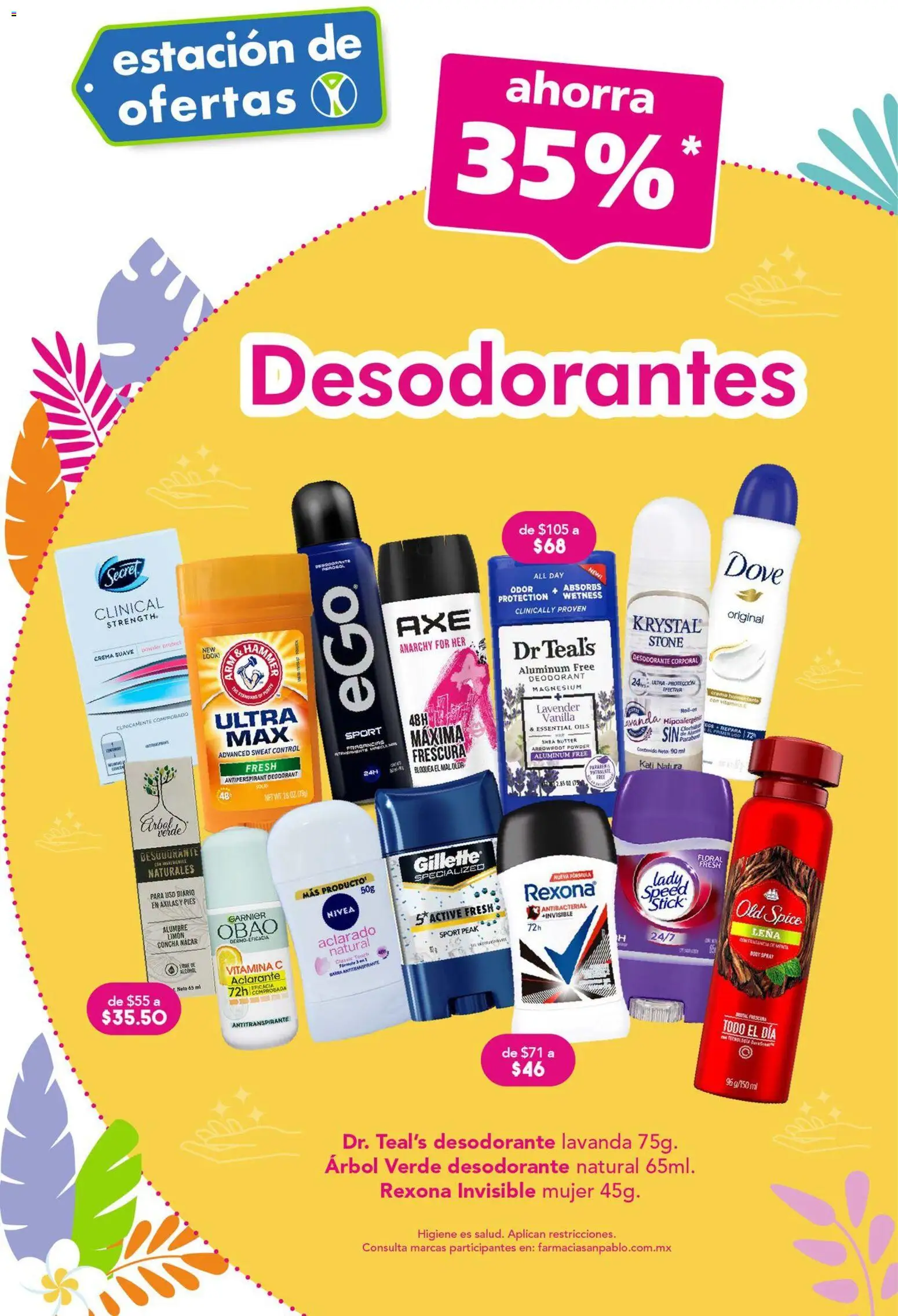 Nuevas ofertas de Farmacia San Pablo válidas en toda la República Mexicana desde el 05/07/2026. ¡Encuentra las mejores ofertas en Farmacia San Pablo catálogo! | Página: 7 | Productos: Desodorante, Antitranspirante, Crema, Aclarante