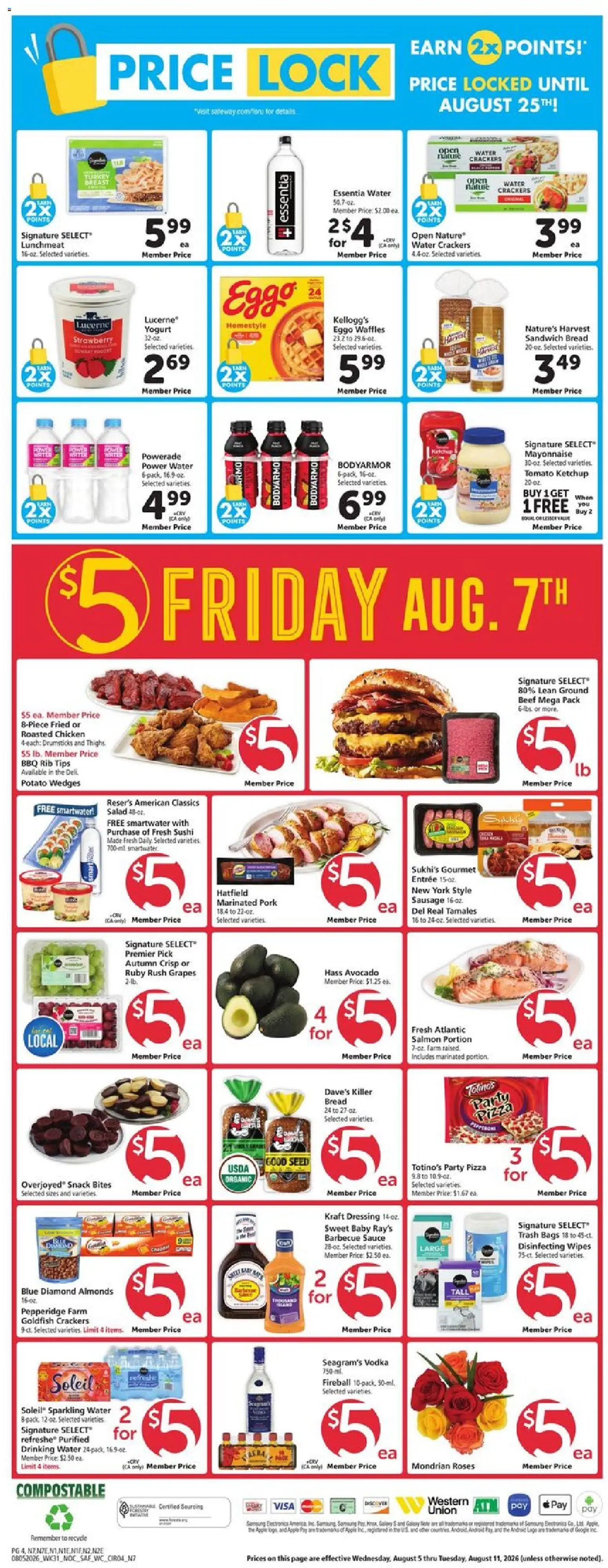 Safeway Weekly Ad - valid from 08/05/2026 | Page: 4 | Products: Yogurt, Pork, Sauce, Sausage