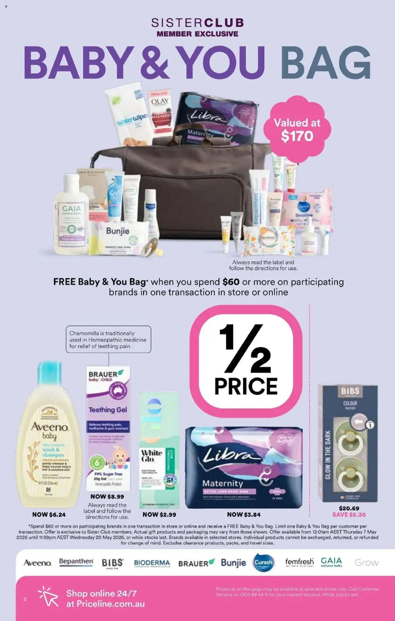 Priceline Pharmacy catalogue - valid from 06.05.2026 | Page: 2 | Products: Shampoo, Sugar, Bag, Teething