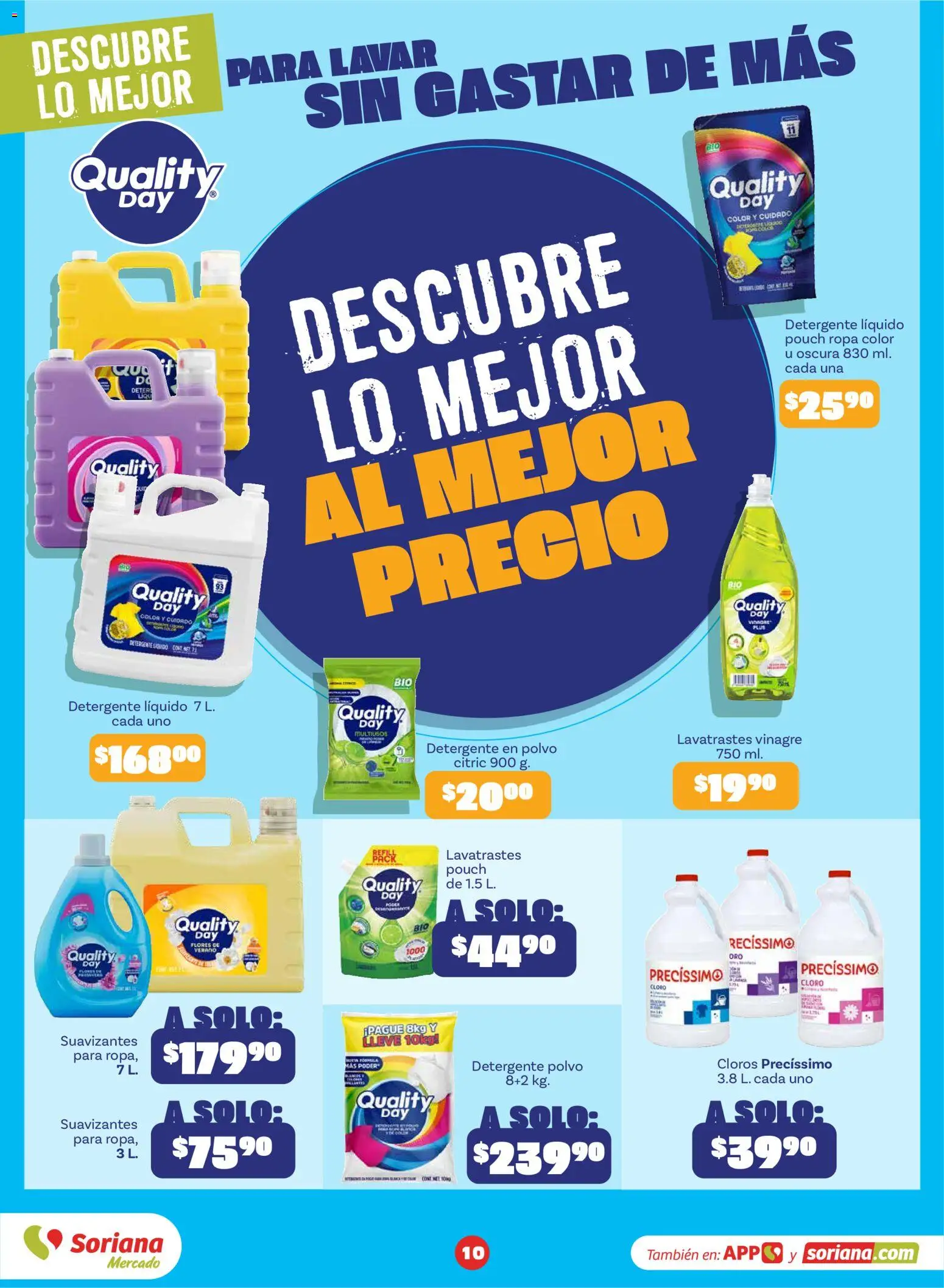 Nuevas ofertas de Soriana válidas en toda la República Mexicana desde el 18/09/2026. ¡Encuentra las mejores ofertas en Soriana Súper - Descubre lo mejor al mejor precio! | Página: 10 | Productos: Detergente, Flores, Detergente líquido, Polvo