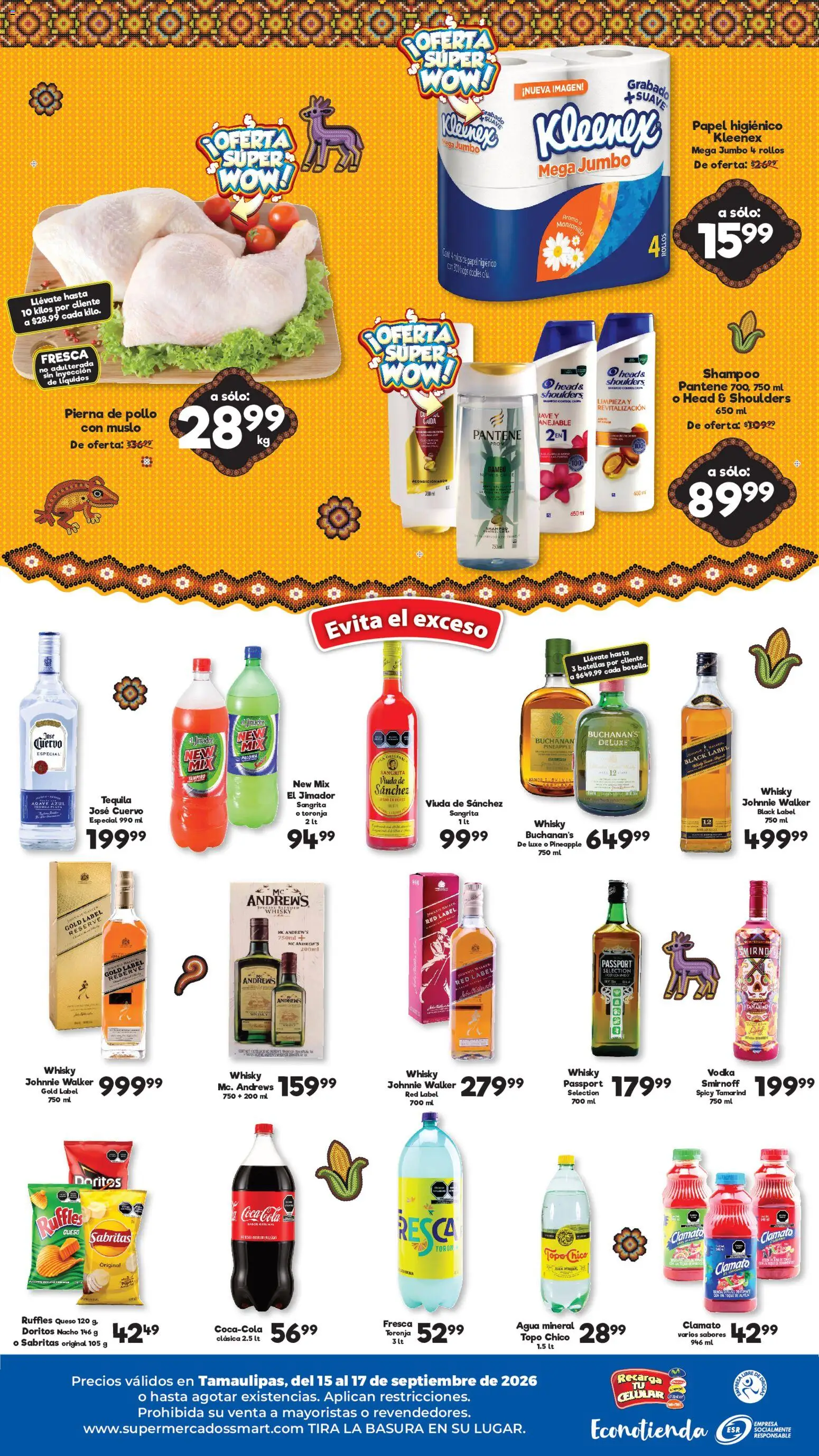 Nuevas ofertas de S-Mart válidas en toda la República Mexicana desde el 15/09/2026. ¡Encuentra las mejores ofertas en S-Mart folleto Ofertas de feria Reynosa! | Página: 2 | Productos: Pollo, Agua, Shampoo, Head & Shoulders