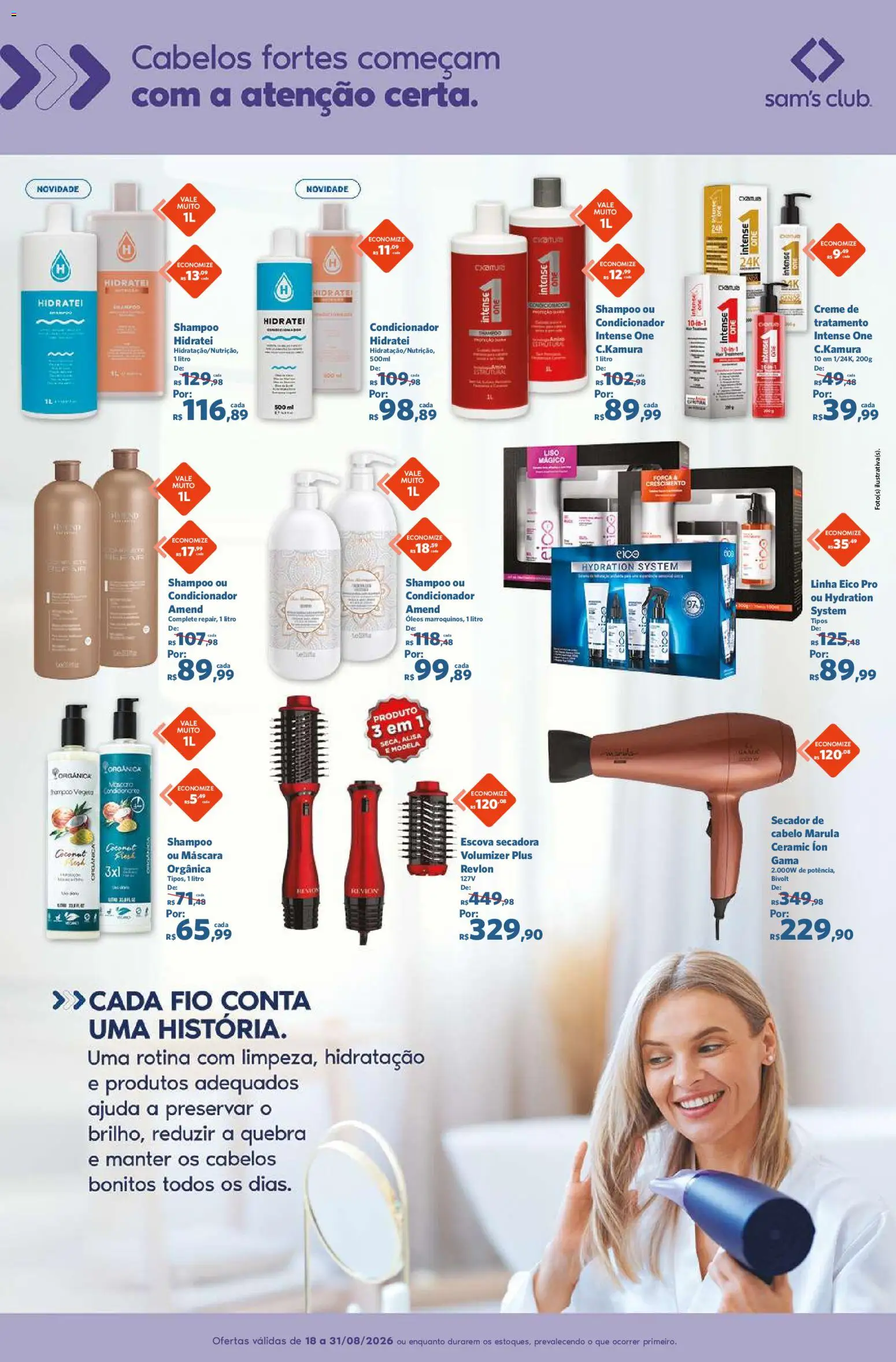 Sam's Club Folheto - válido de 18/08/2026 | Página: 2 | Produtos: Secador, Escova secadora, Condicionador, Creme