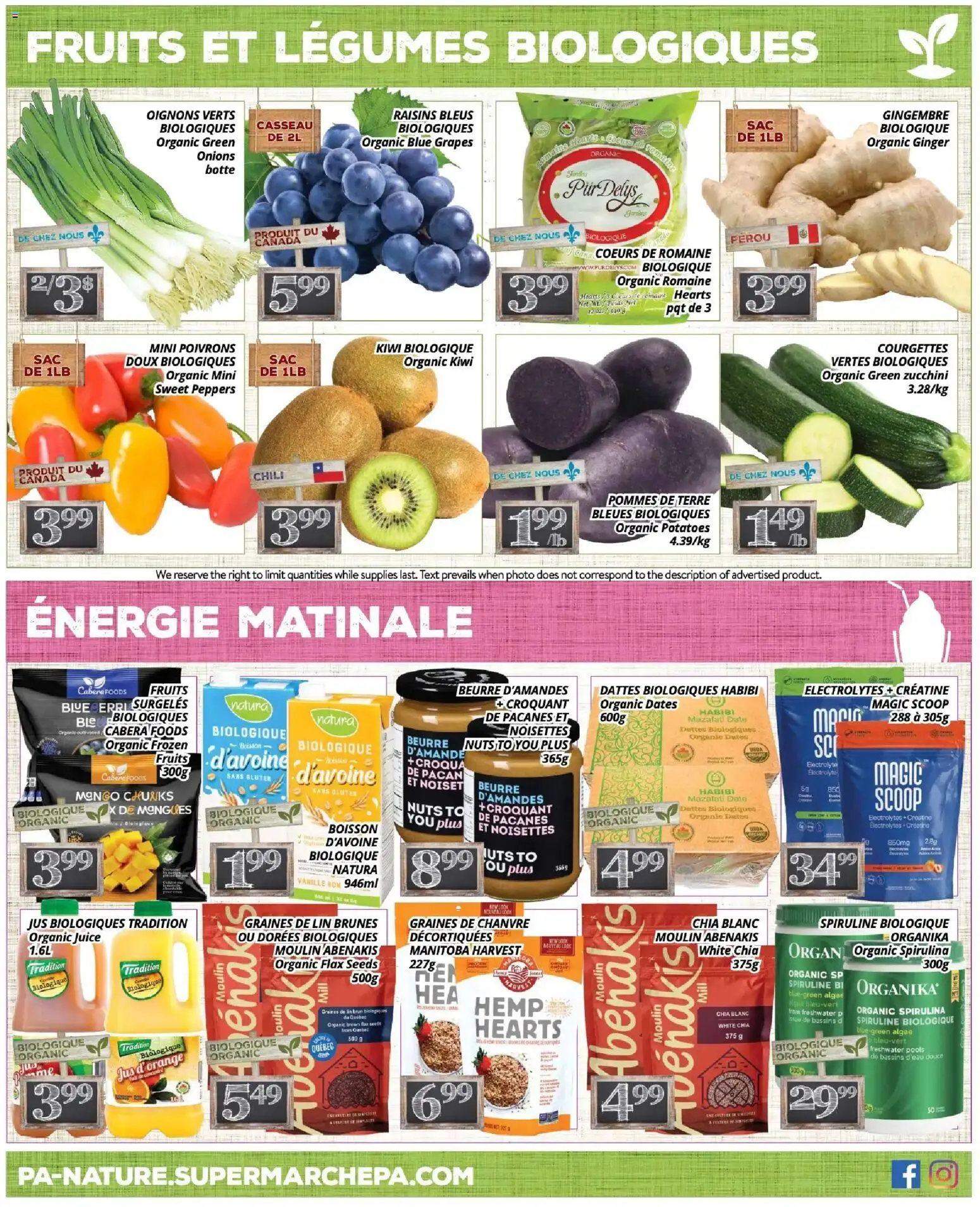 Pa Supermarché flyer valid from Aug 31, 2026 | Page: 4 | Products: Zucchini, Potatoes, Raisins, Legumes