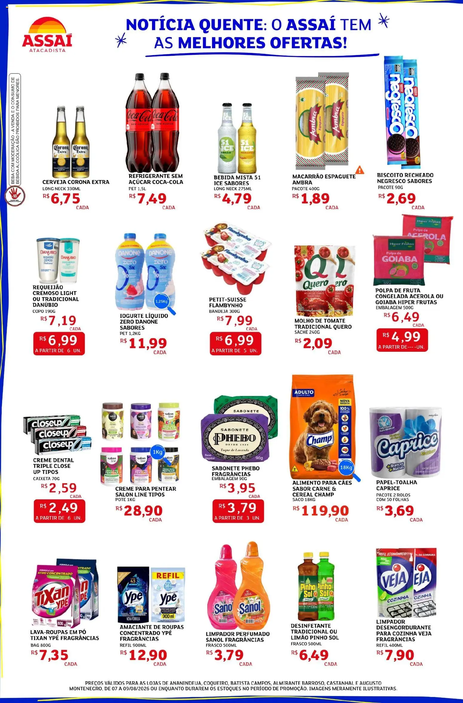 Assaí Atacadista Folheto - válido de 07/08/2026 | Página: 2 | Produtos: Pó, Amaciante de roupas, Macarrão, Requeijão