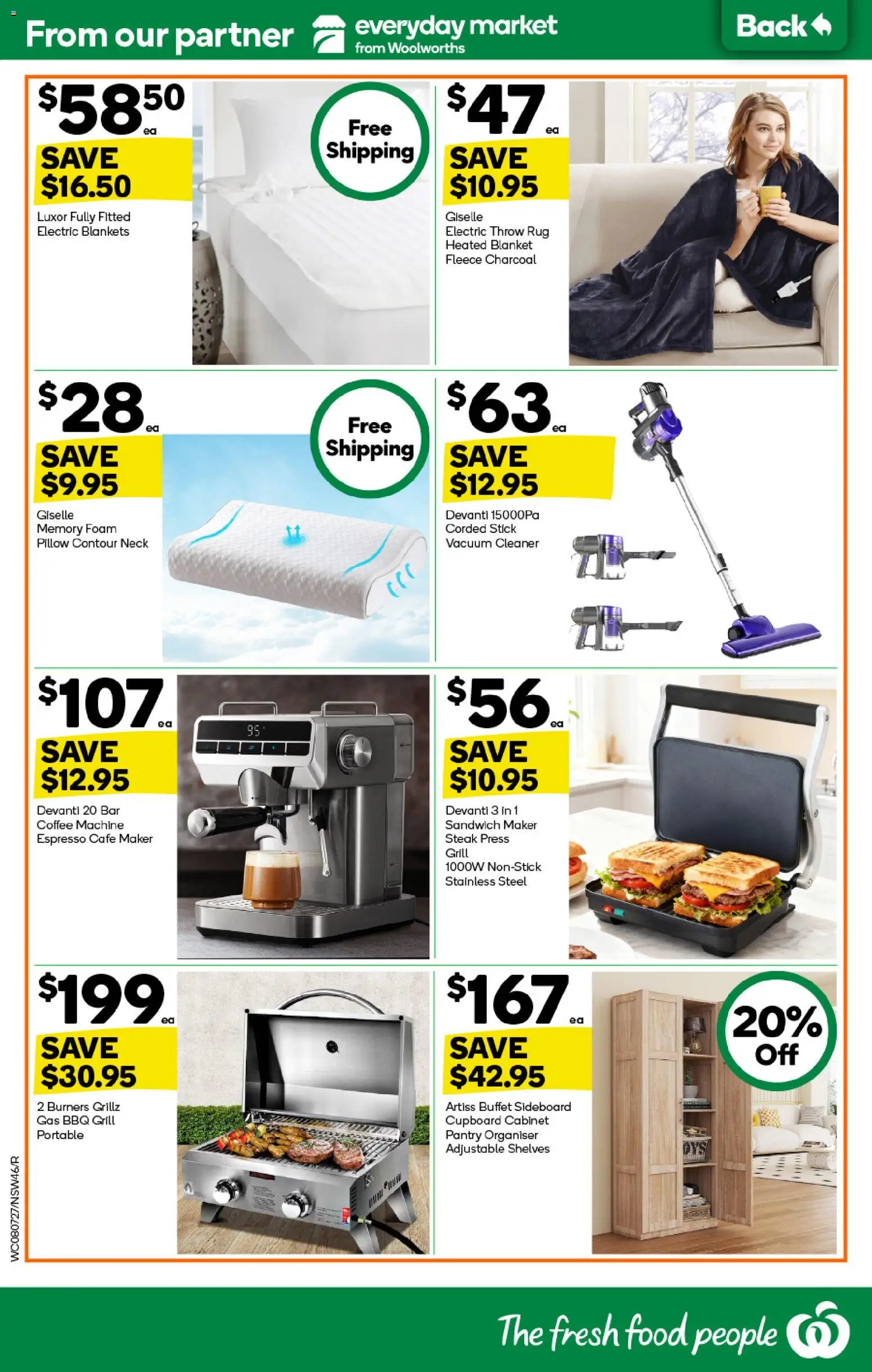 Woolworths catalogue - valid from 08/07/2026 | Page: 46 | Products: Cleaner, Coffee, Sandwich maker, Pillow