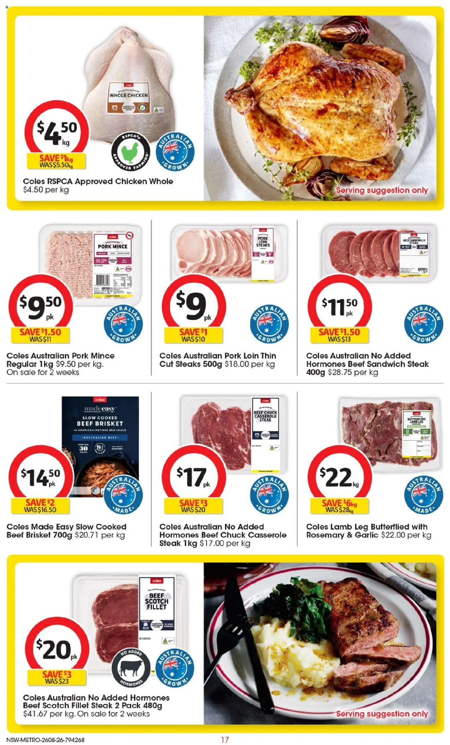 Coles catalogue - valid from 26/08/2026 | Page: 17 | Products: Beef, Whole chicken, Scotch, Fillet