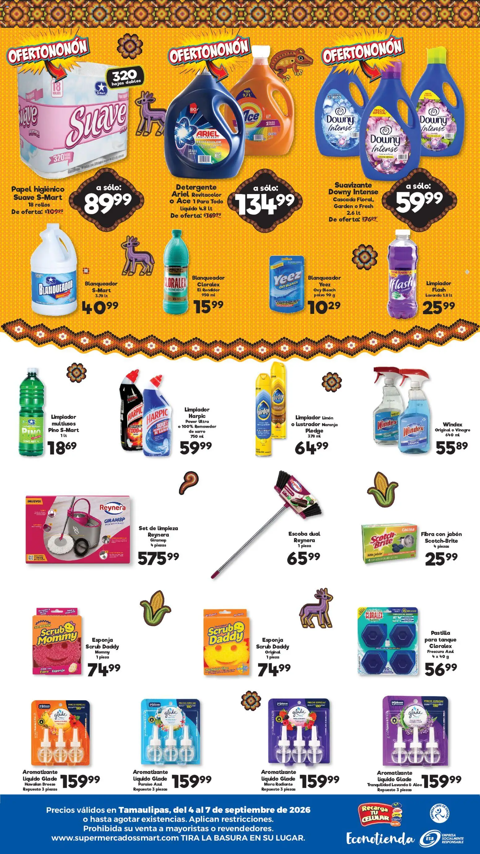 Nuevas ofertas de S-Mart válidas en toda la República Mexicana desde el 04/09/2026. ¡Encuentra las mejores ofertas en S-Mart folleto Ofertas de feria Matamoros, Nuevo Laredo, Reynosa! | Página: 2 | Productos: Vinagre, Limón, Escoba, Cocina