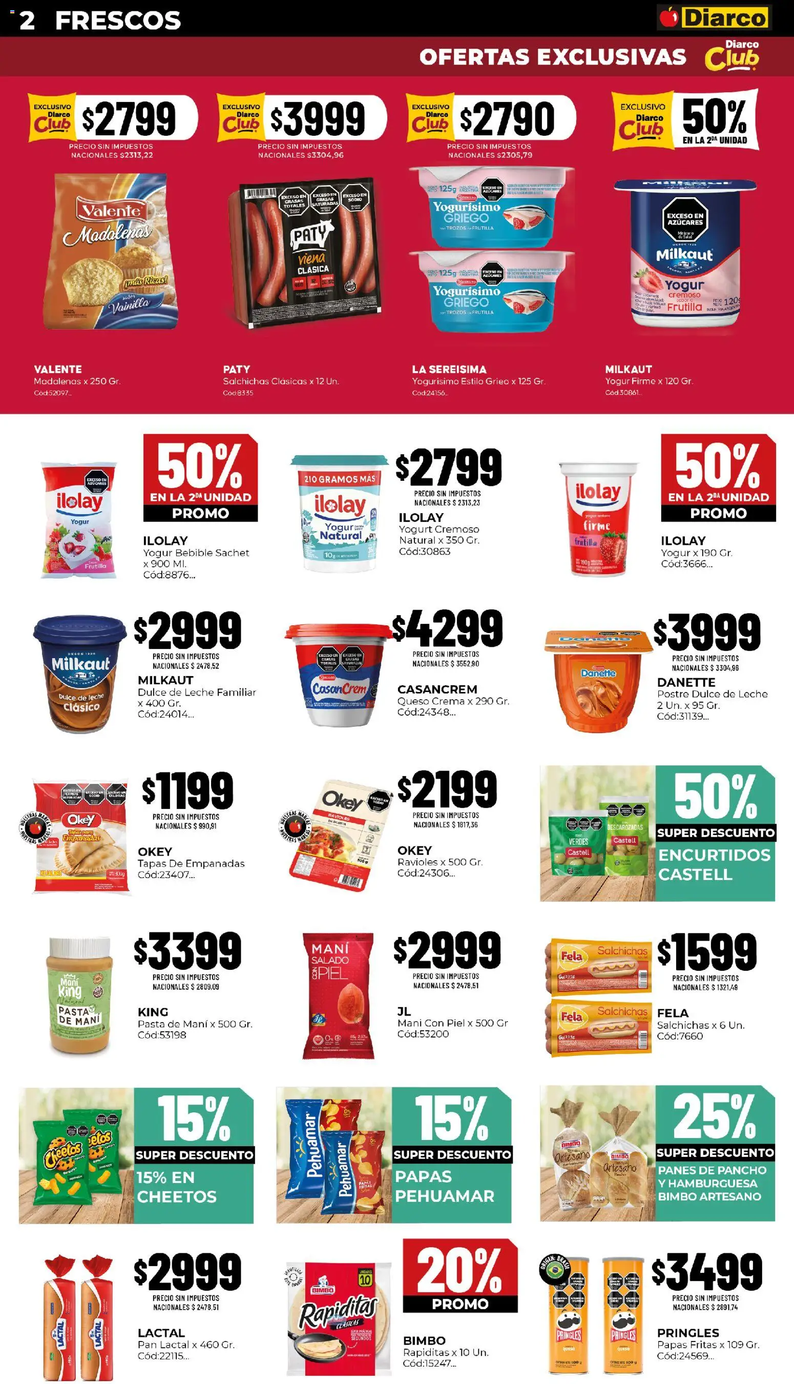 Diarco - Ofertas Pueblo Sur │ válido desde el 10/08/2026 | Página: 2 | Productos: Frutilla, Queso, Postre, Salchichas