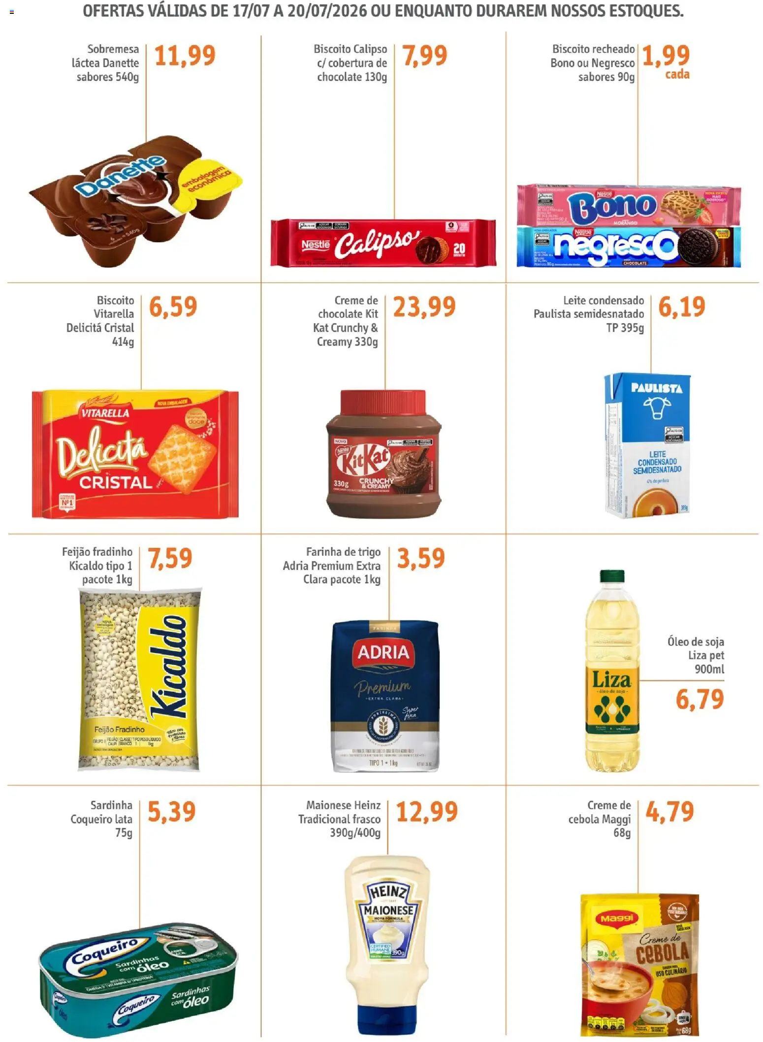 Sonda Folheto - válido de 17/07/2026 | Página: 3 | Produtos: Cebola, Óleo, Açúcar, Leite condensado