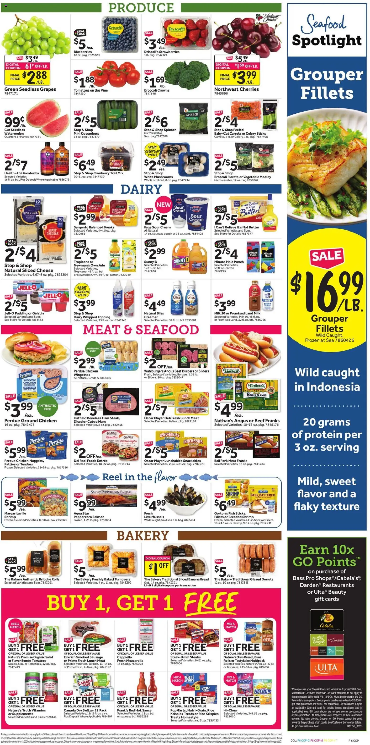 Stop & Shop Weekly Ad - valid from 07/31/2026 | Page: 11 | Products: Bread, Watermelon, Seedless grapes, Salmon
