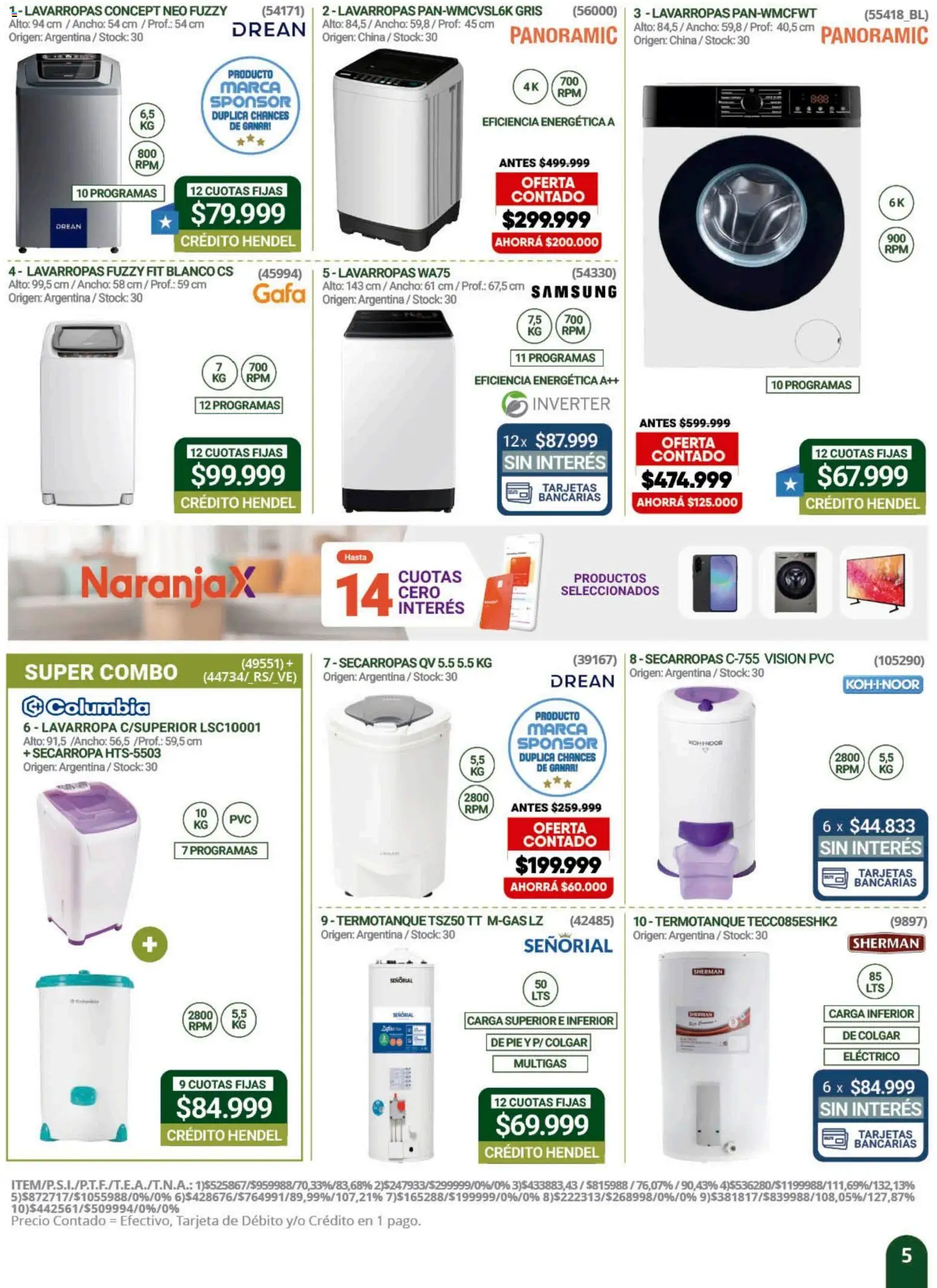 Hendel catálogo │ válido desde el 02.05.2026 | Página: 5 | Productos: Lavarropas, Termotanque