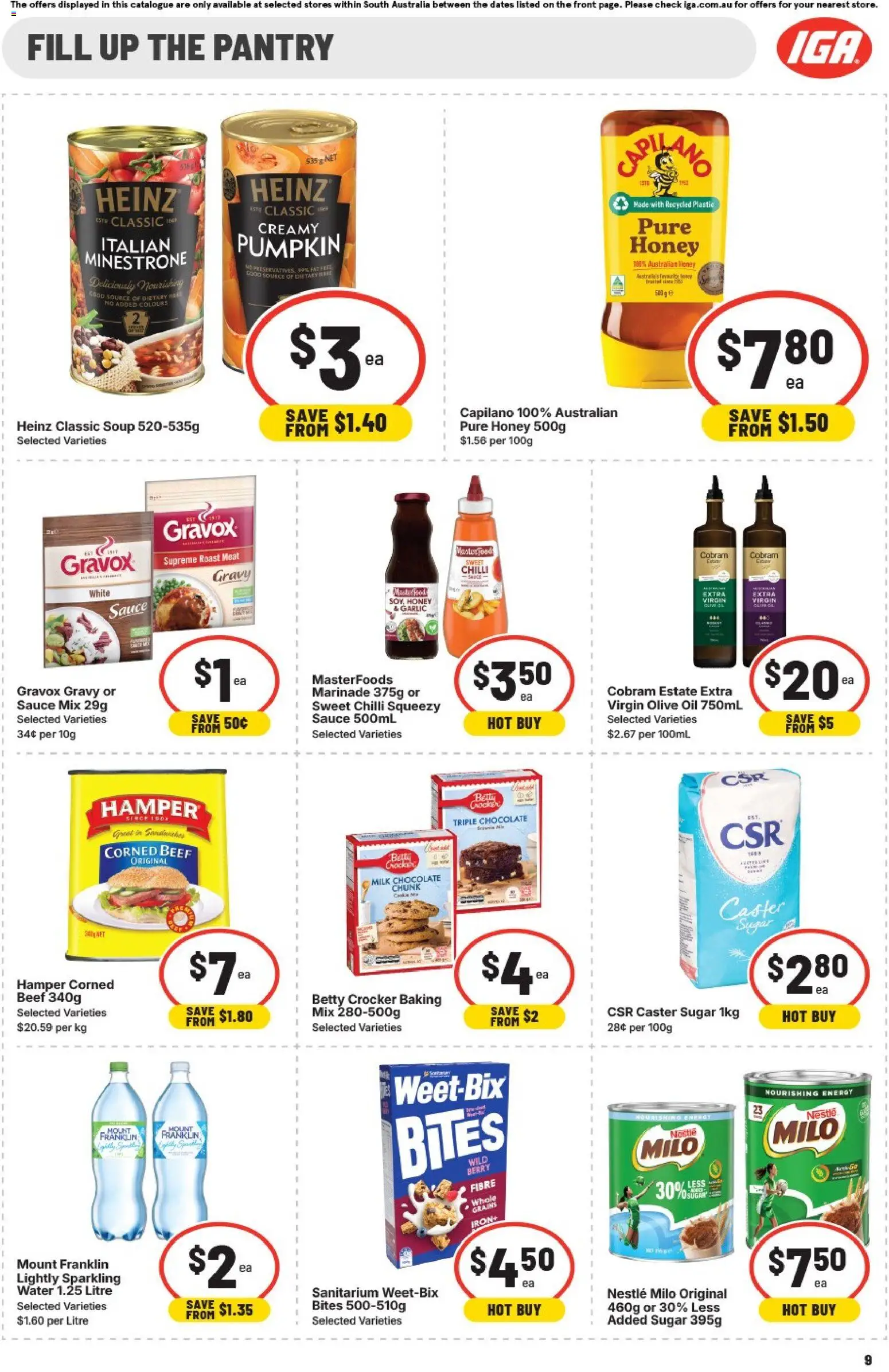 IGA catalogue - valid from 01/07/2026 | Page: 9 | Products: Milk, Oil, Beef, Olive oil