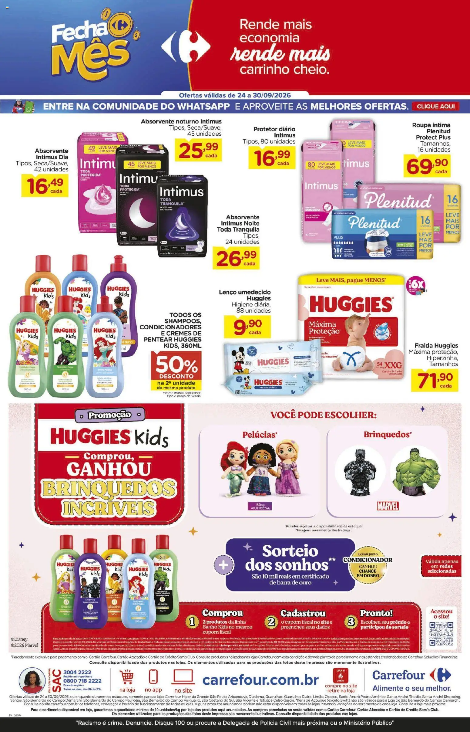 Carrefour Folheto - válido de 24/09/2026 | Página: 2 | Produtos: Condicionador, Brinquedos, Lenço umedecido, Absorvente