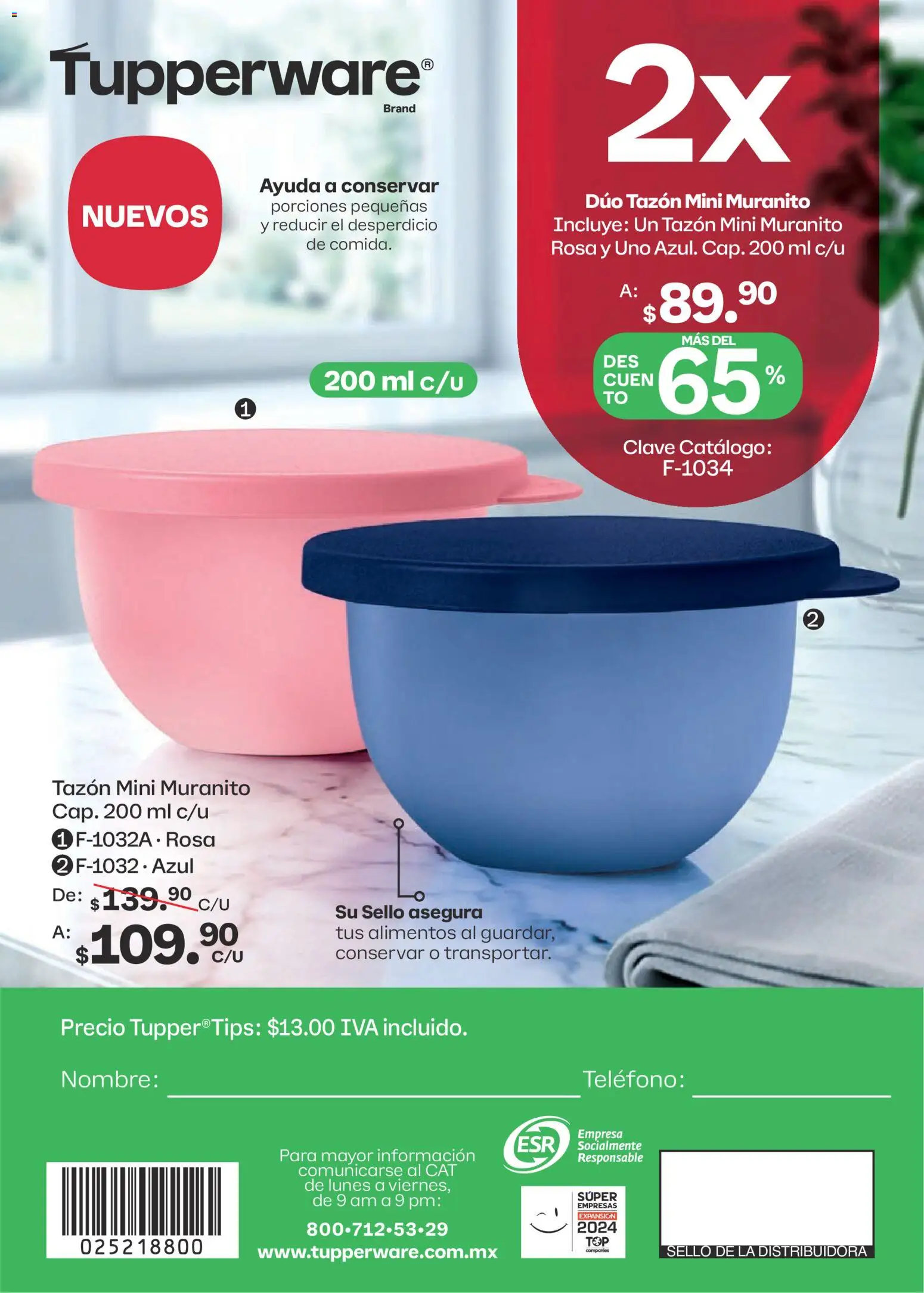 Nuevas ofertas de Tupperware válidas en toda la República Mexicana desde el 10/08/2026. ¡Encuentra las mejores ofertas en Tupperware catálogo! | Página: 116 | Productos: Alimentos, Teléfono