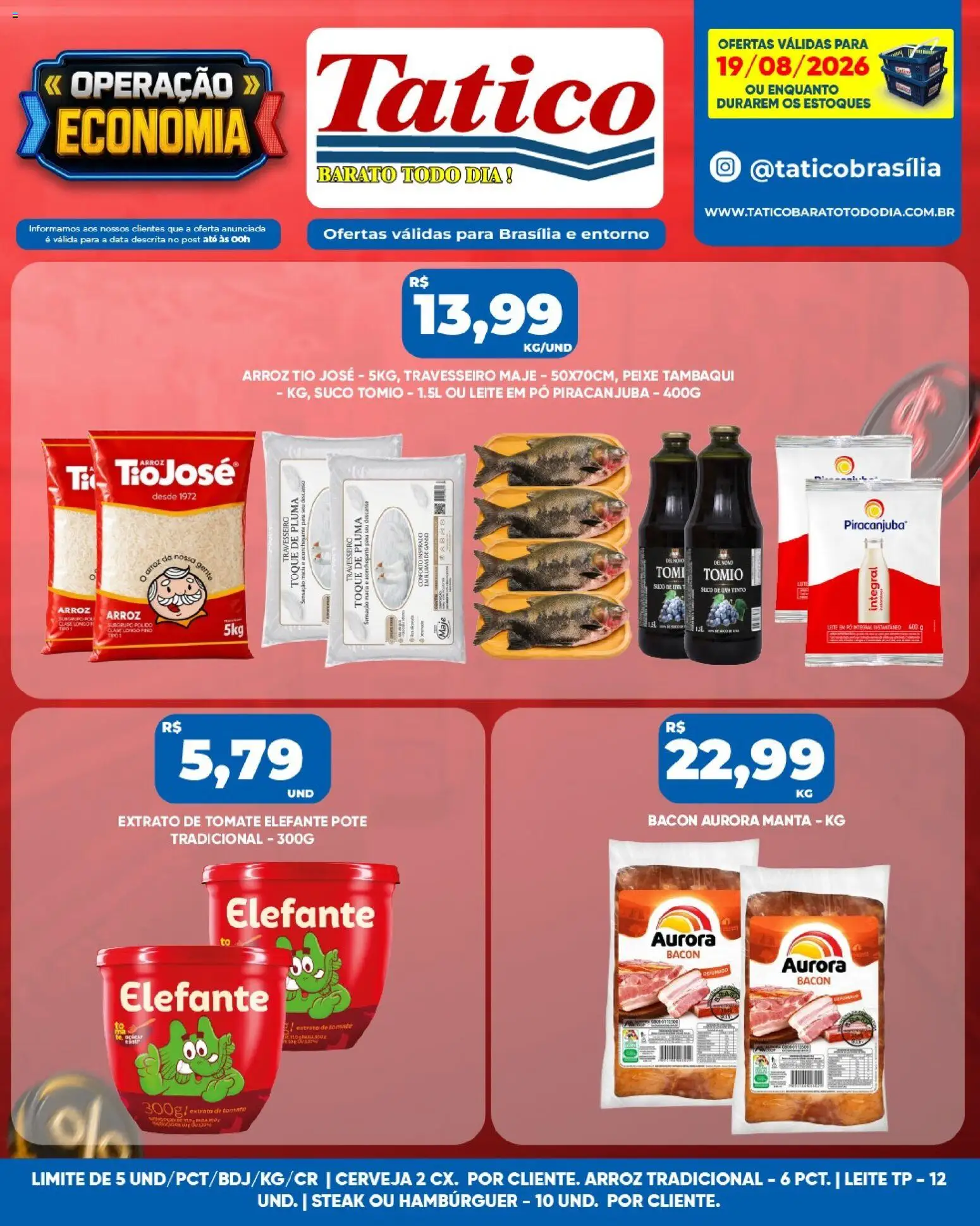 Tatico Folheto - válido de 19/08/2026 | Página: 6 | Produtos: Tomate, Pó, Suco, Leite em pó