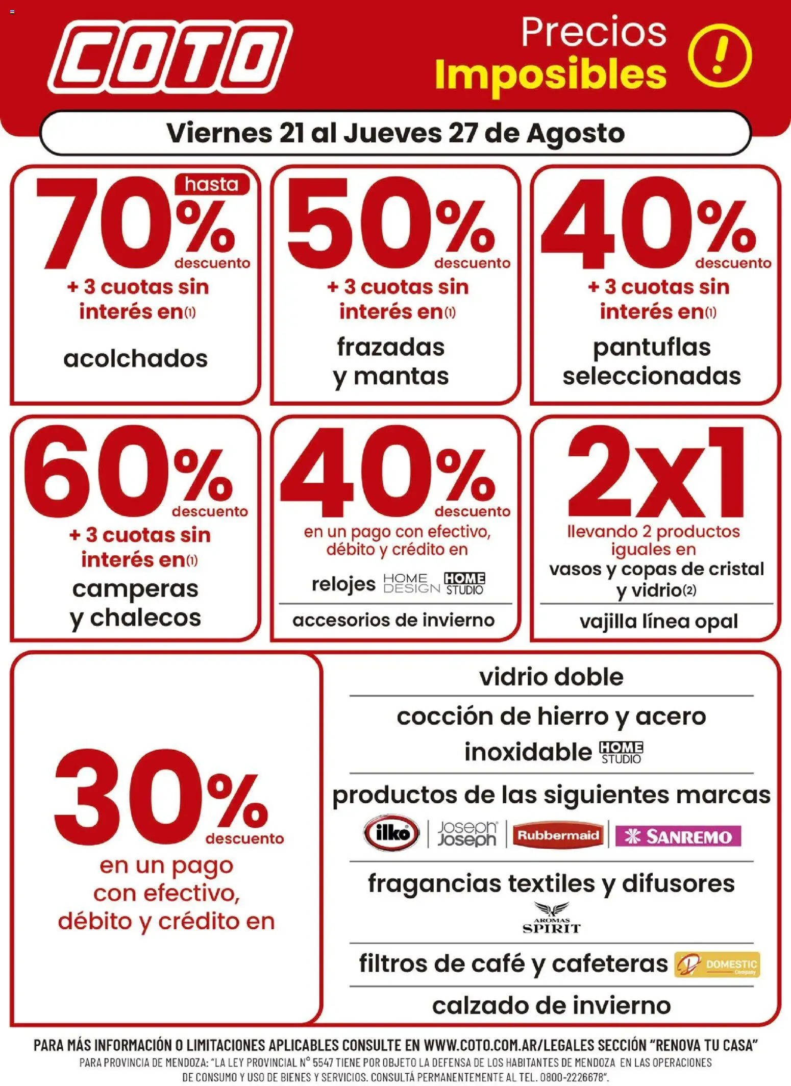 Coto - Renova Clases │ válido desde el 21/08/2026 | Página: 1 | Productos: Vajilla, Café, Vasos