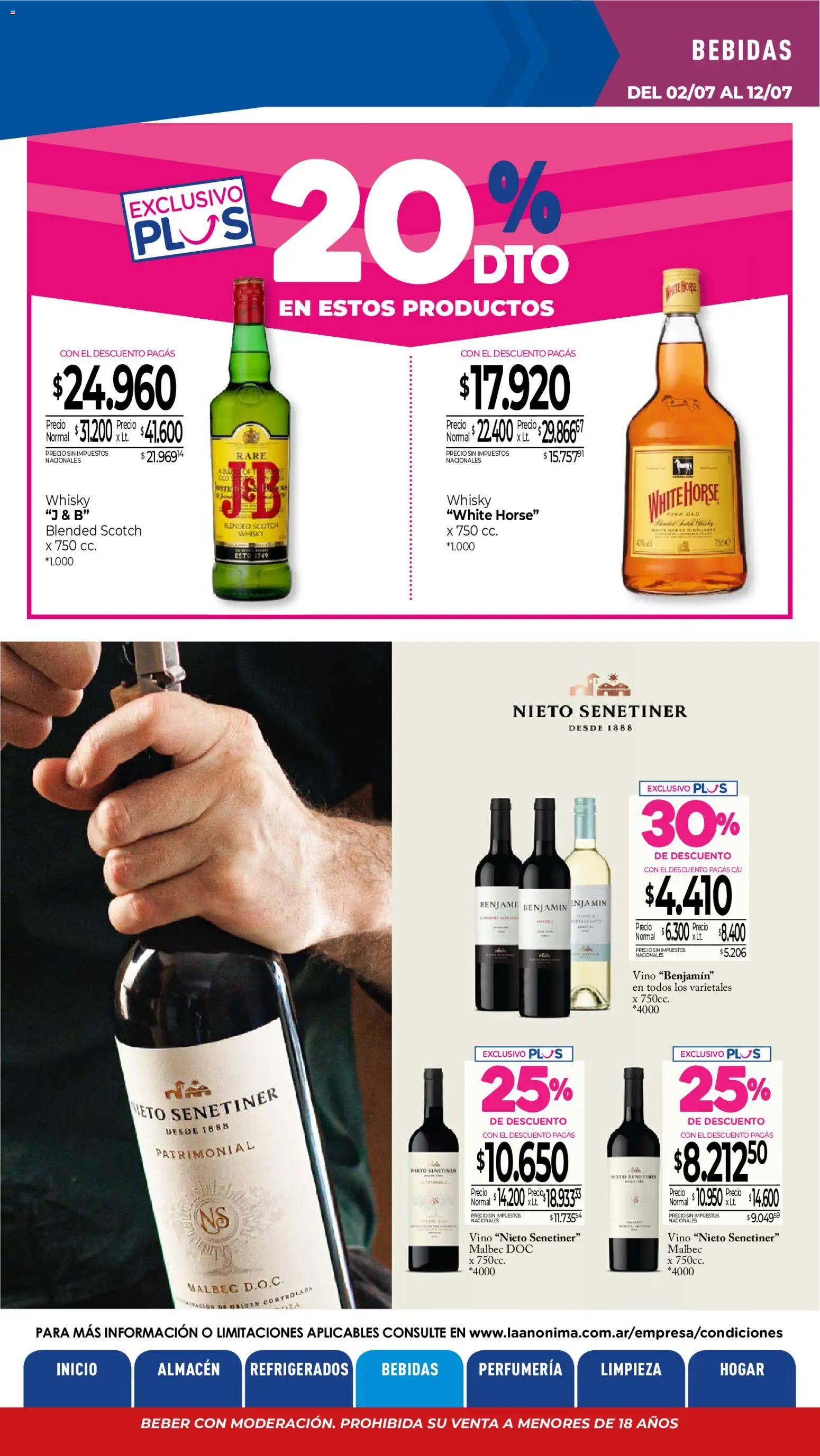 La Anonima catálogo │ válido desde el 02/07/2026 | Página: 27 | Productos: Whisky, Vino