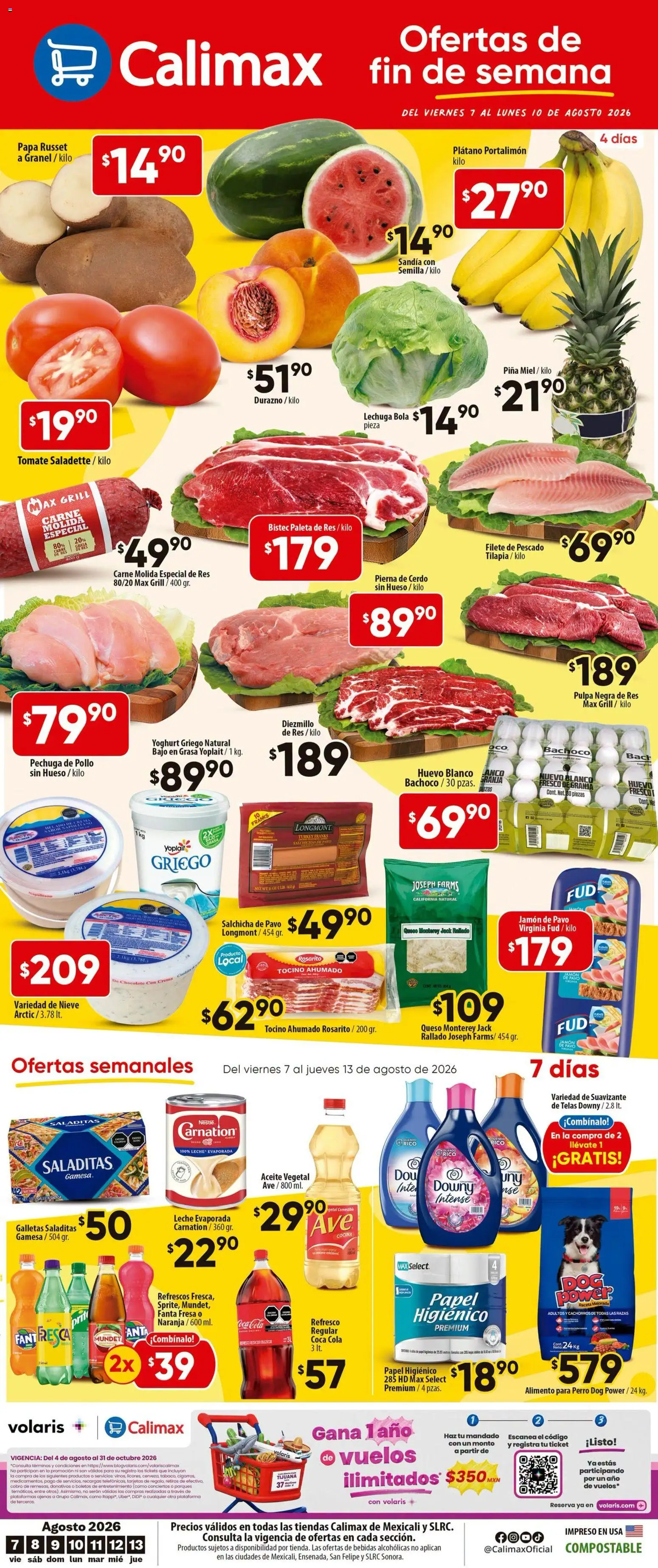 Nuevas ofertas de Calimax válidas en toda la República Mexicana desde el 07/08/2026. ¡Encuentra las mejores ofertas en Calimax folleto Mexicali y SLRC! | Página: 1 | Productos: Papa, Filete, Aceite, Té