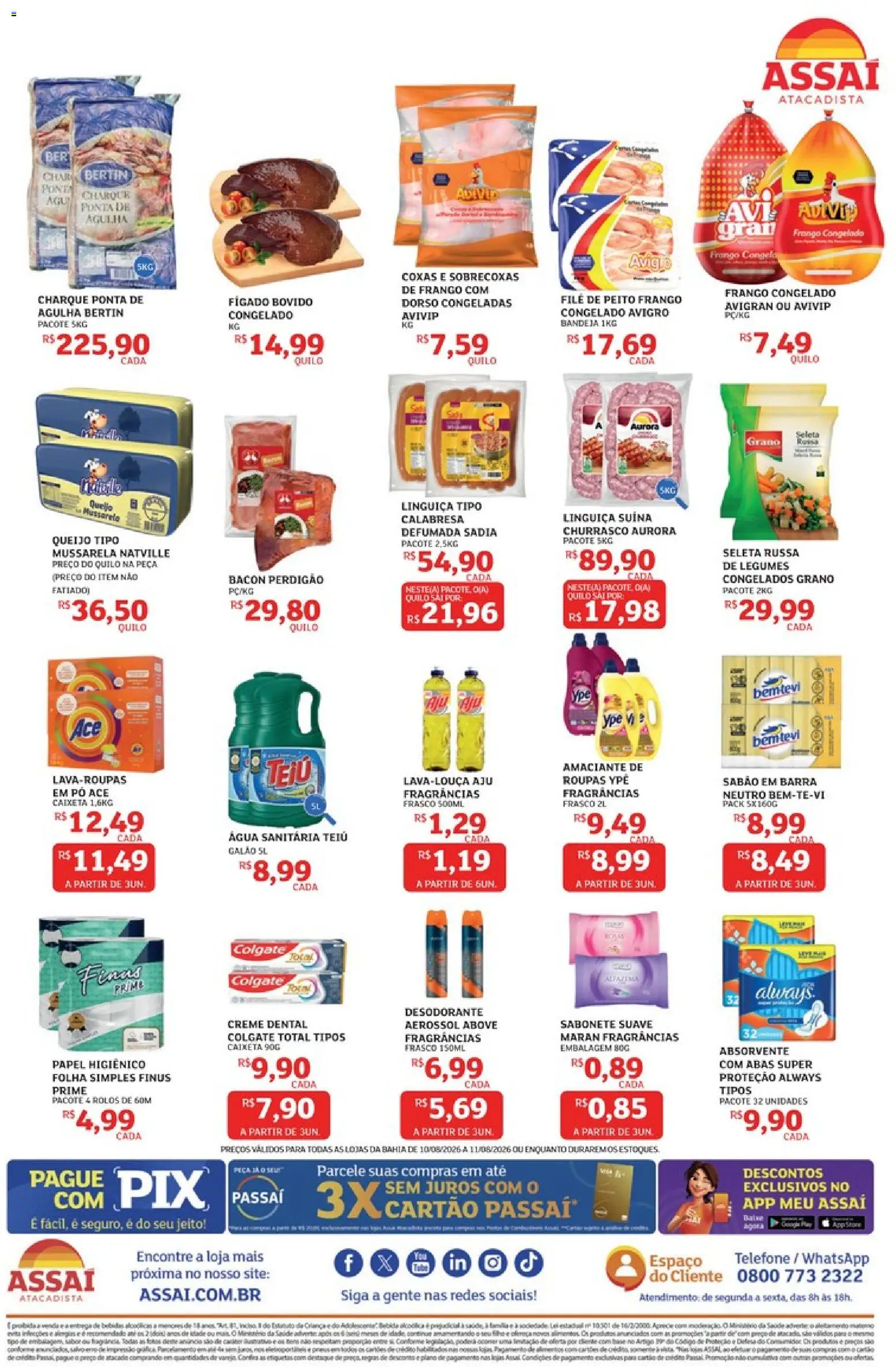 Assaí Atacadista Folheto - válido de 10/08/2026 | Página: 2 | Produtos: Pó, Queijo, Alimentos, Telefone