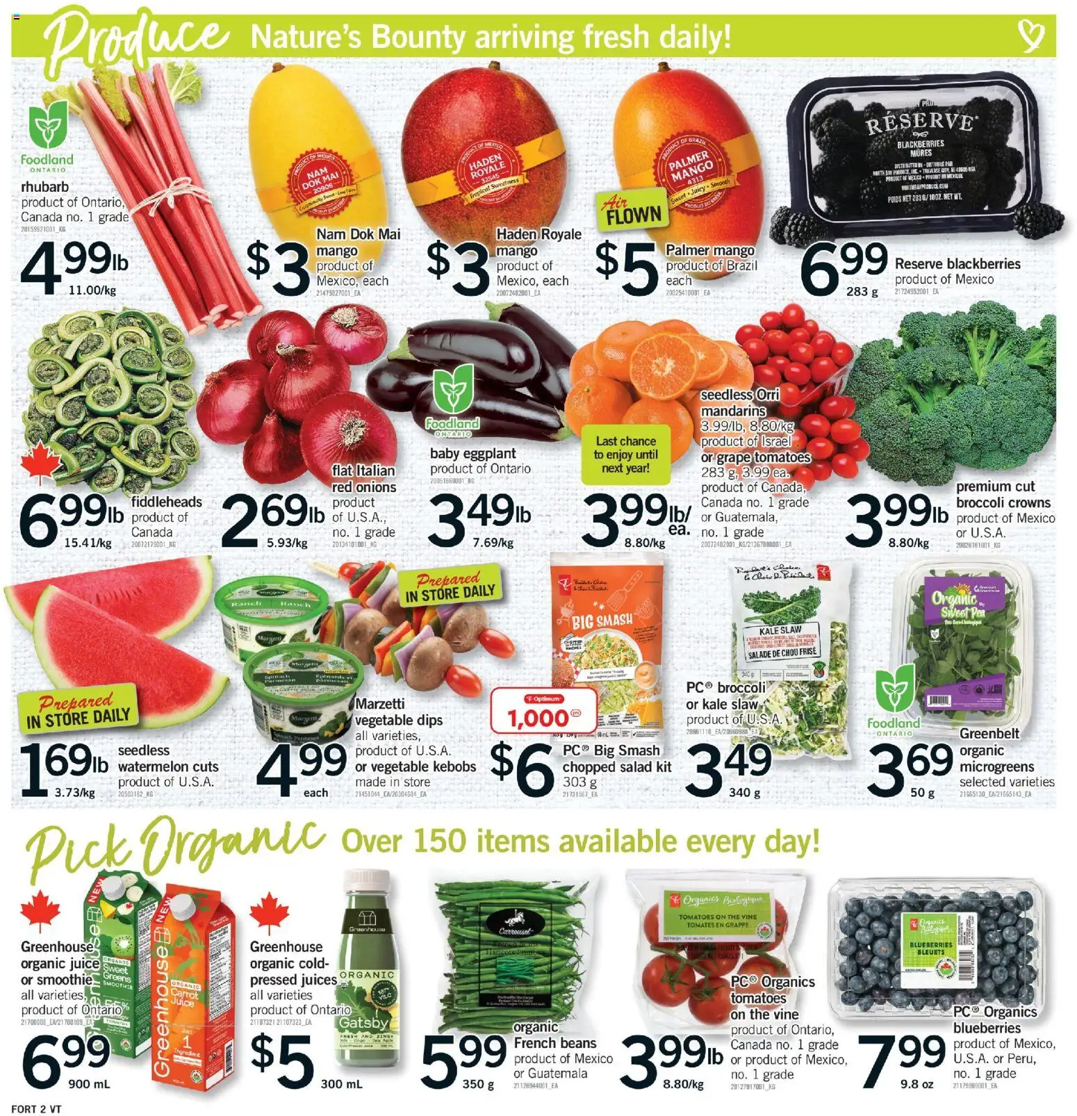 Fortinos flyer valid from 28.05.2026 | Page: 3 | Products: Carrot, Salad, Juice, Tomatoes