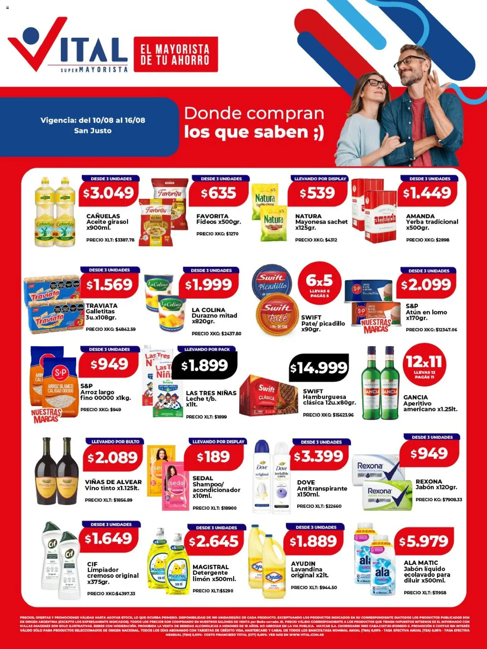 Vital - Ofertas San Justo │ válido desde el 10/08/2026 | Página: 1 | Productos: Vino tinto, Galletitas, Antitranspirante, Detergente