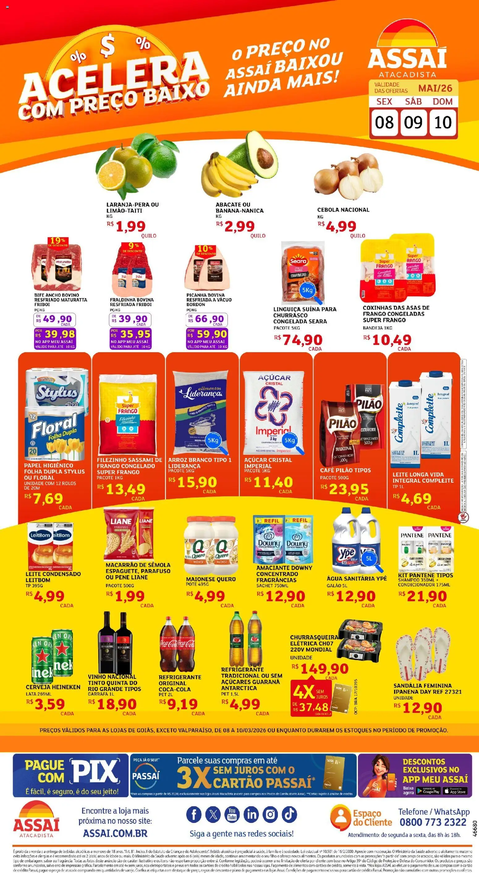 Assaí Atacadista Folheto - válido de 08.05.2026 | Página: 1 | Produtos: Cerveja, Arroz, Bandeja, Maionese