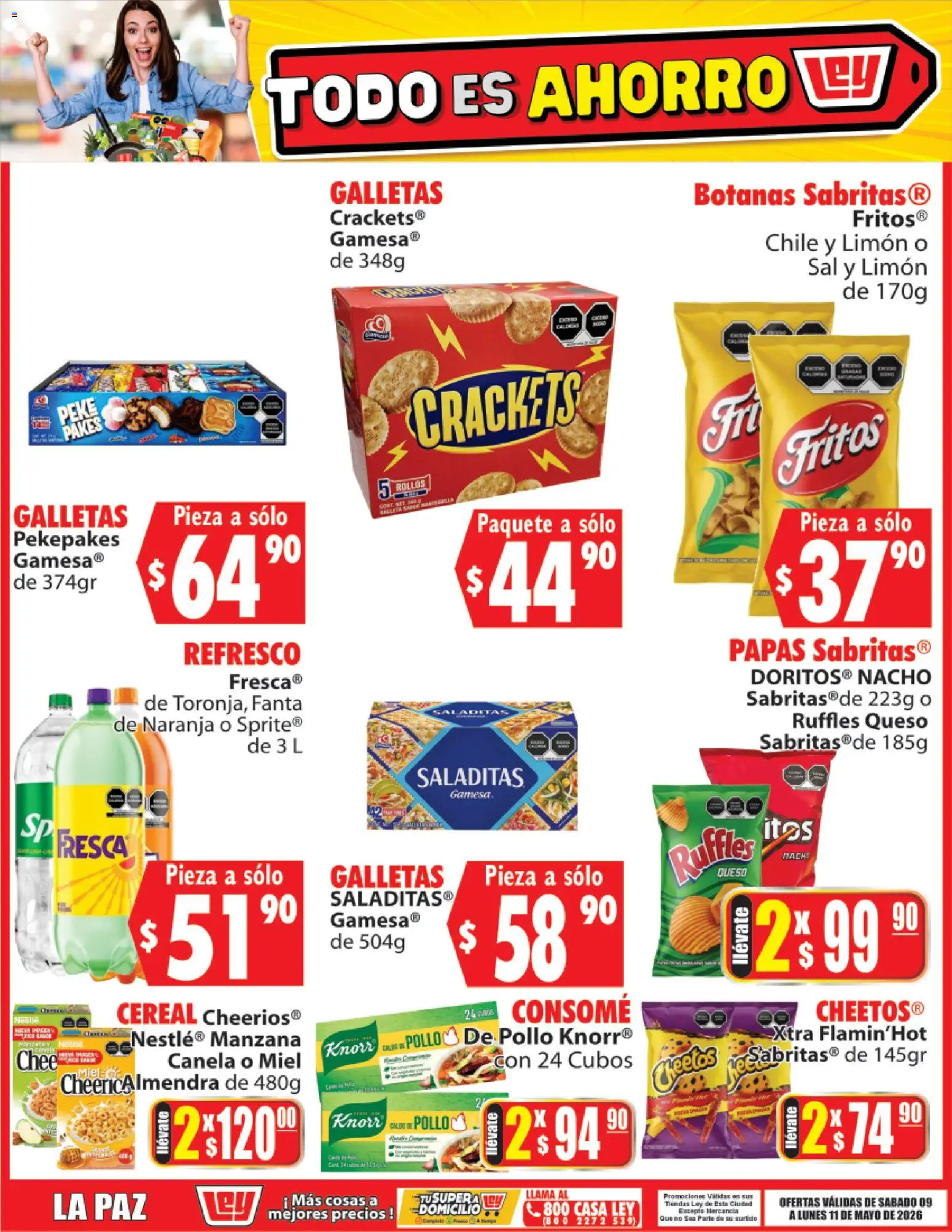Nuevas ofertas de Casa Ley válidas en toda la República Mexicana desde el 09.05.2026. ¡Encuentra las mejores ofertas en Casa Ley folleto Todo es ahorro! | Página: 4 | Productos: Pollo, Sal, Manzana, Queso