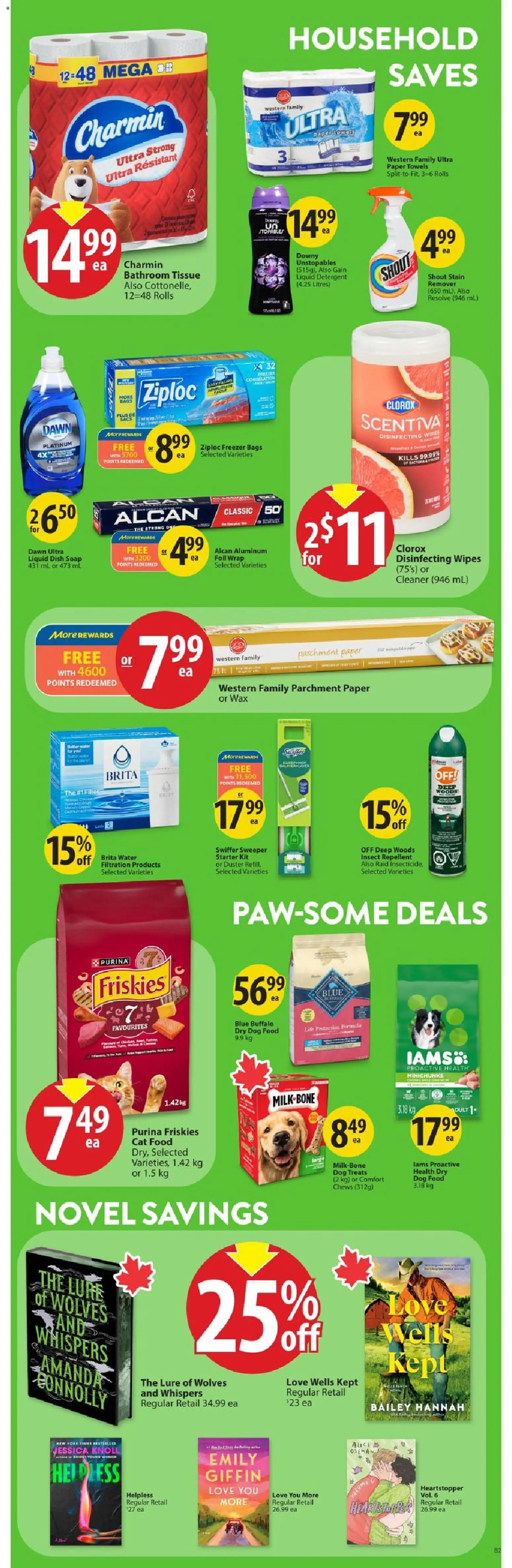 Save on foods flyer valid from Jul 23, 2026 | Page: 27 | Products: Water, Soap, Detergent, Food