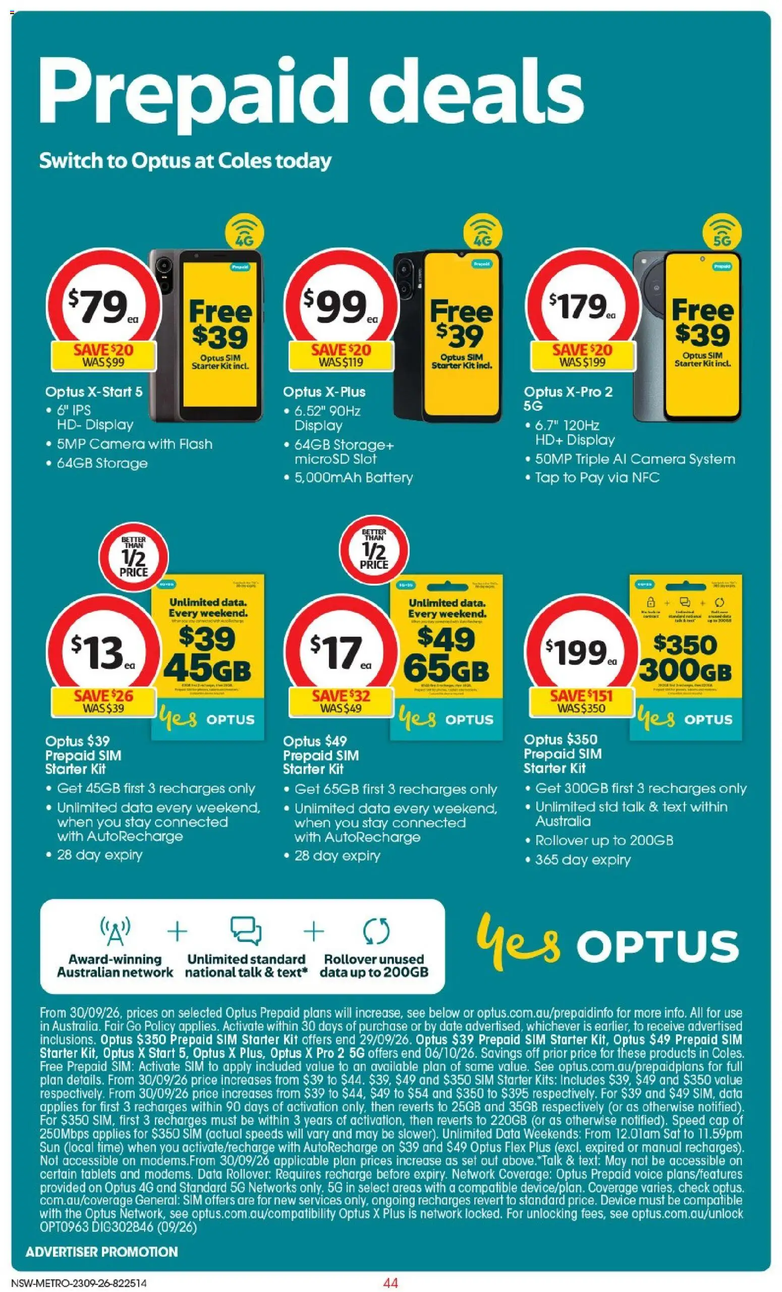 Coles catalogue - valid from 23/09/2026 | Page: 44 | Products: Kits, Cap, Smartphone, Device
