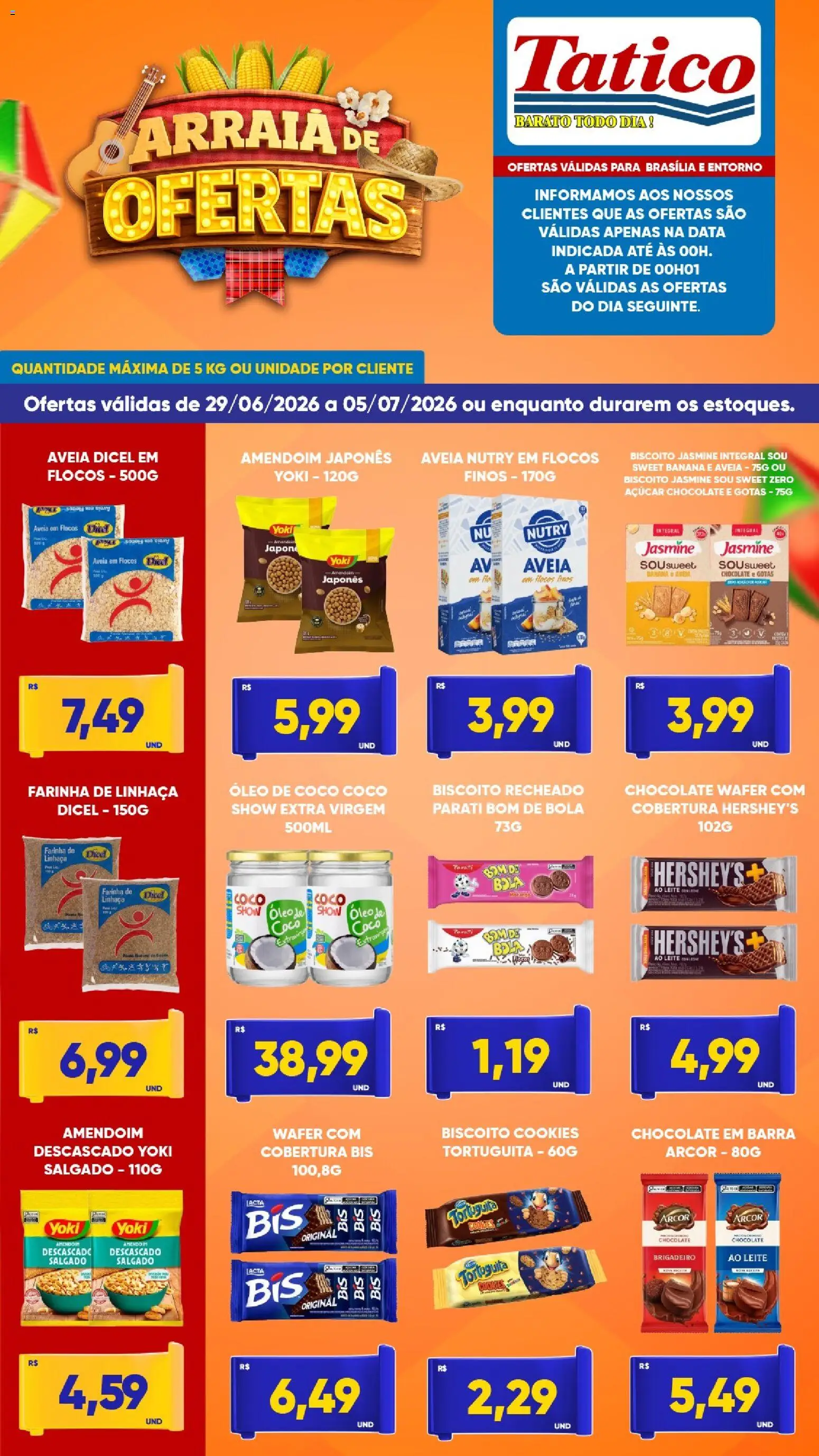 Tatico Folheto - válido de 29/06/2026 | Página: 6 | Produtos: Coco, Amendoim, Leite, Cookies