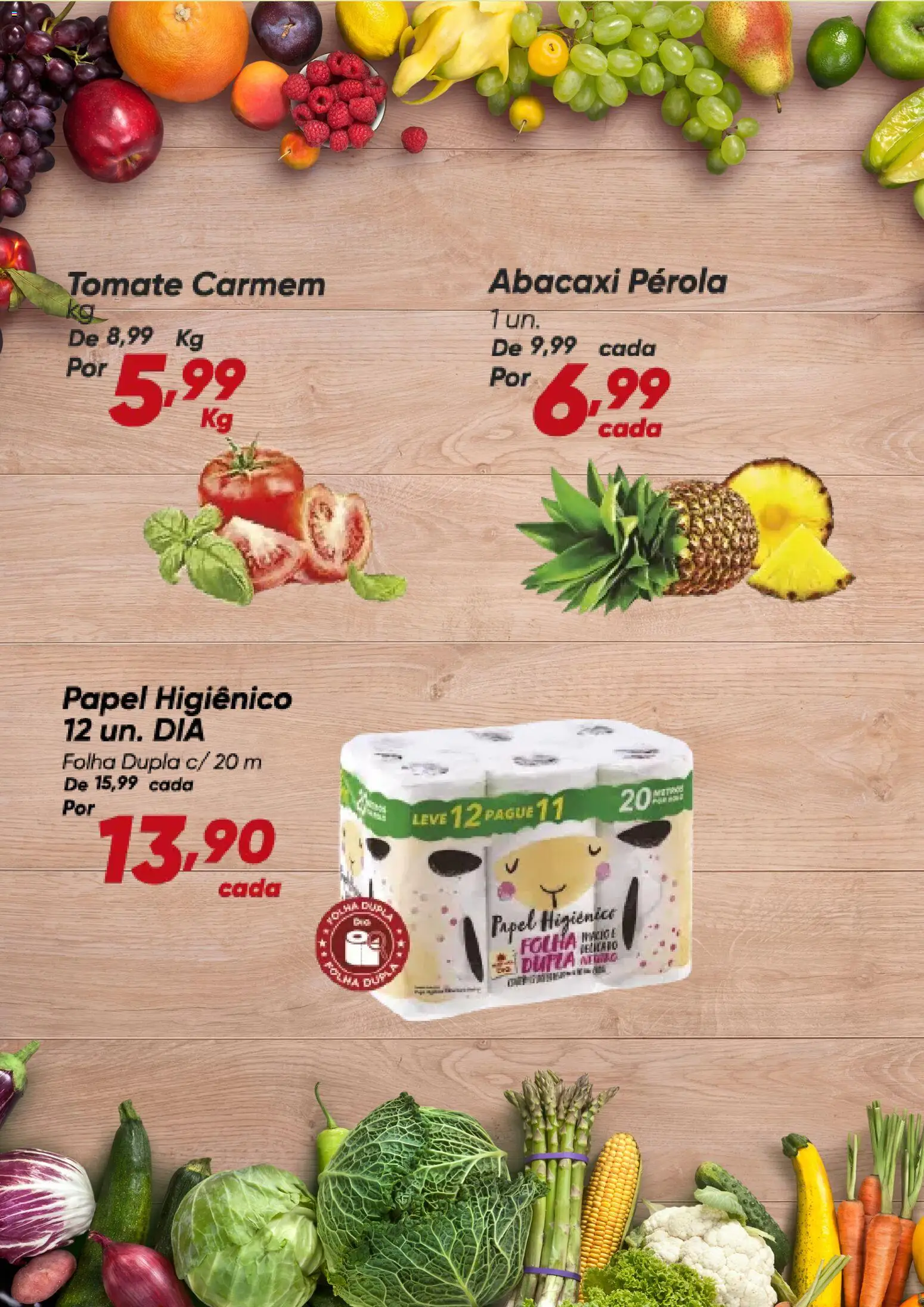 Dia Folheto - válido de 23/07/2026 | Página: 2 | Produtos: Abacaxi, Papel higiênico