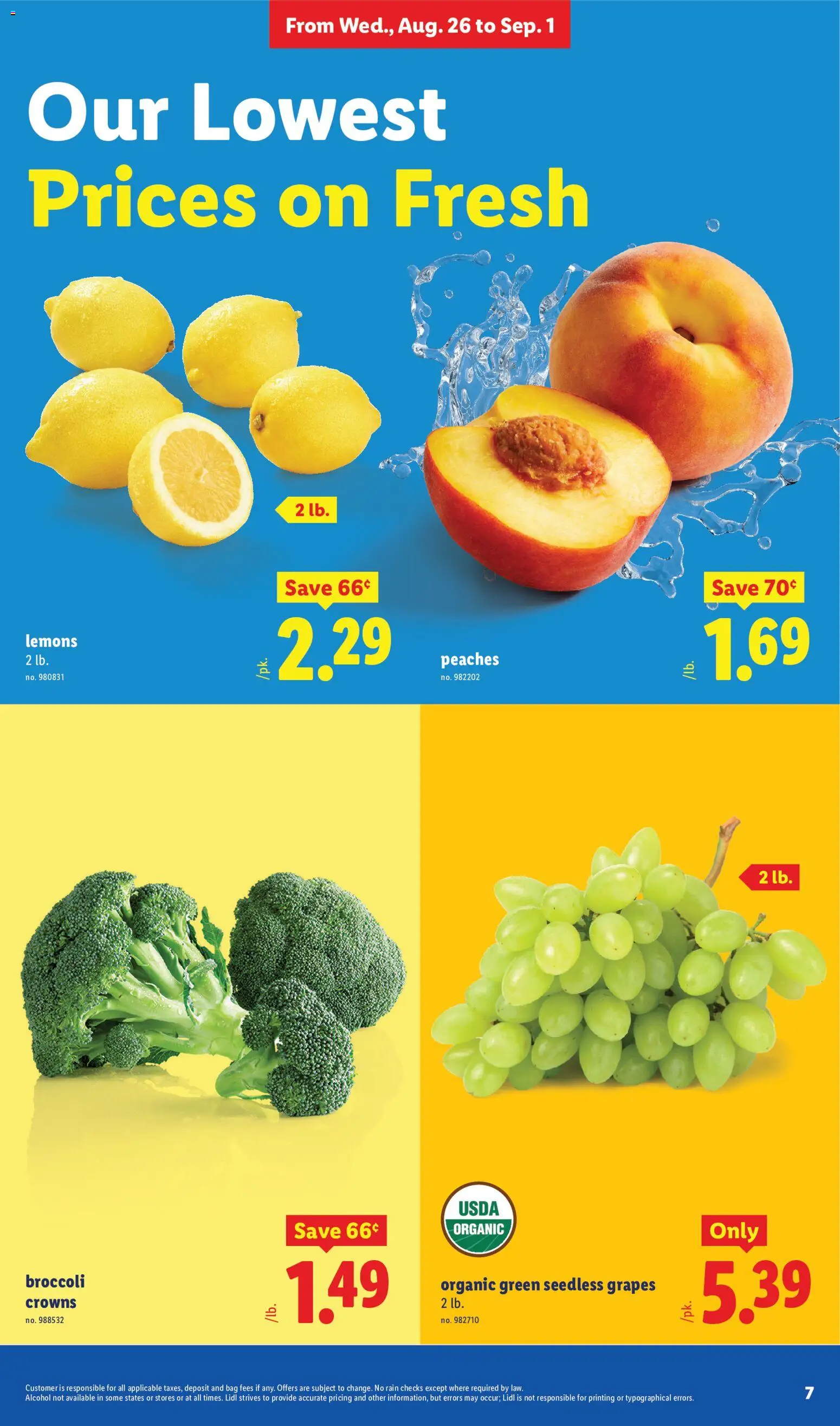 Lidl Weekly Ad - valid from 08/26/2026 | Page: 7 | Products: Lemons, Alcohol, Grapes, Seedless grapes