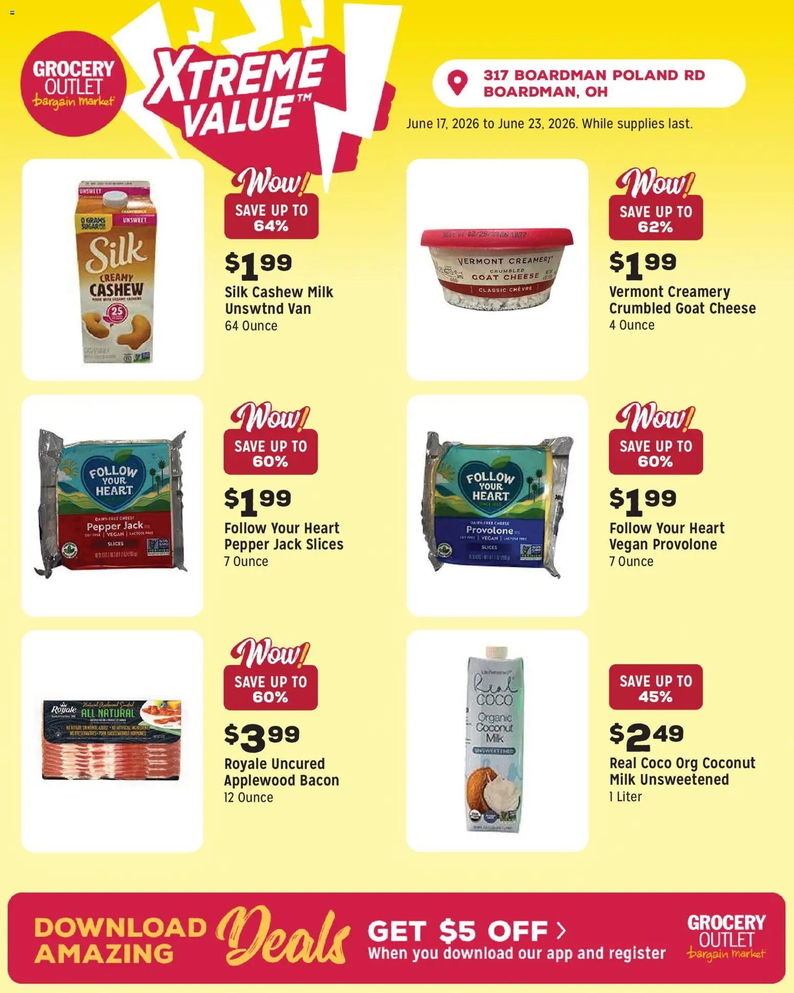 Grocery Outlet Weekly Ad - OH - valid from 17.06.2026 | Page: 6 | Products: Milk, Cheese, Pork, Pepper