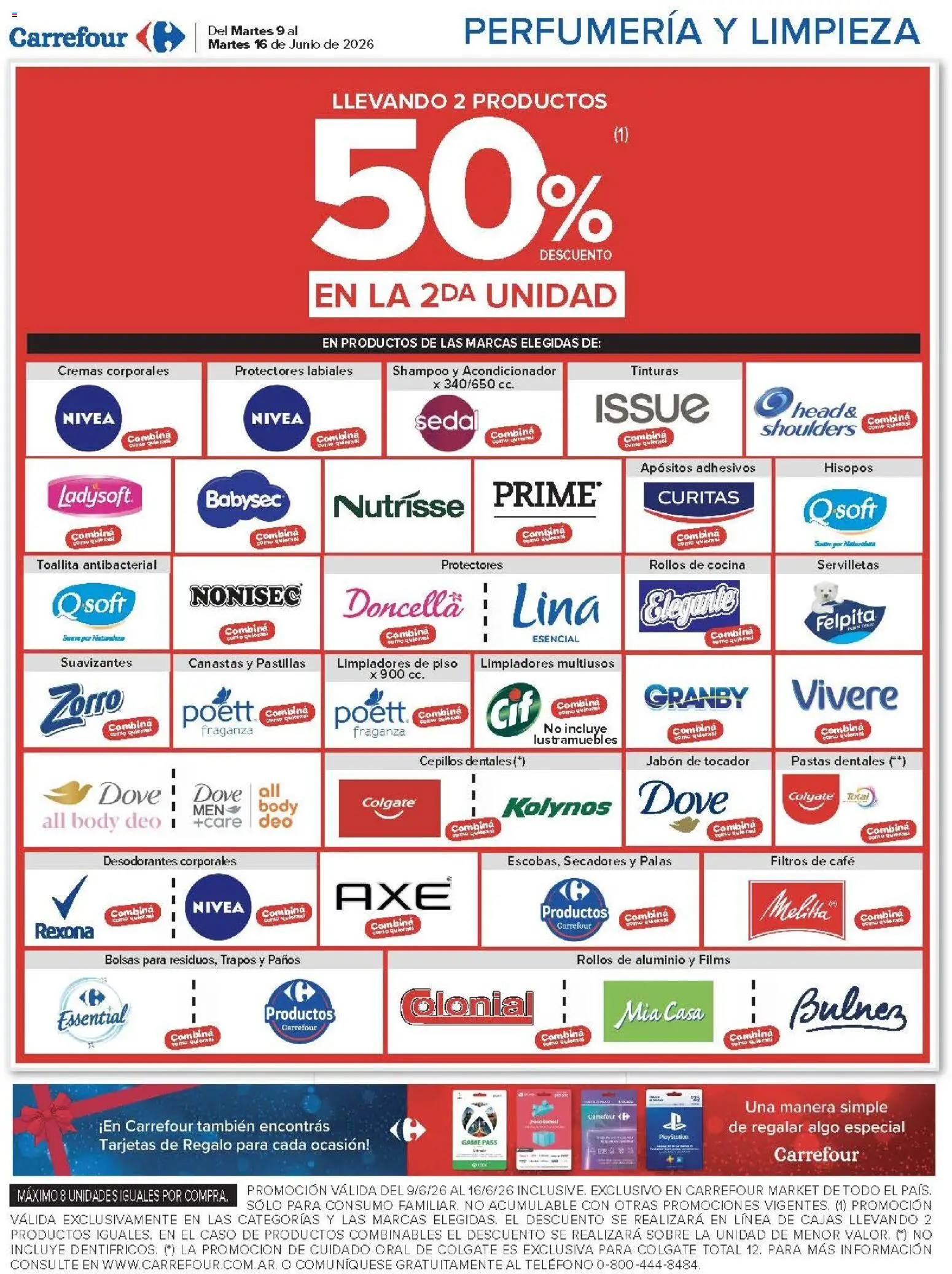 Carrefour ofertas │ válido desde el 09.06.2026 | Página: 58 | Productos: Servilletas, Sobre, Shampoo, Jabón