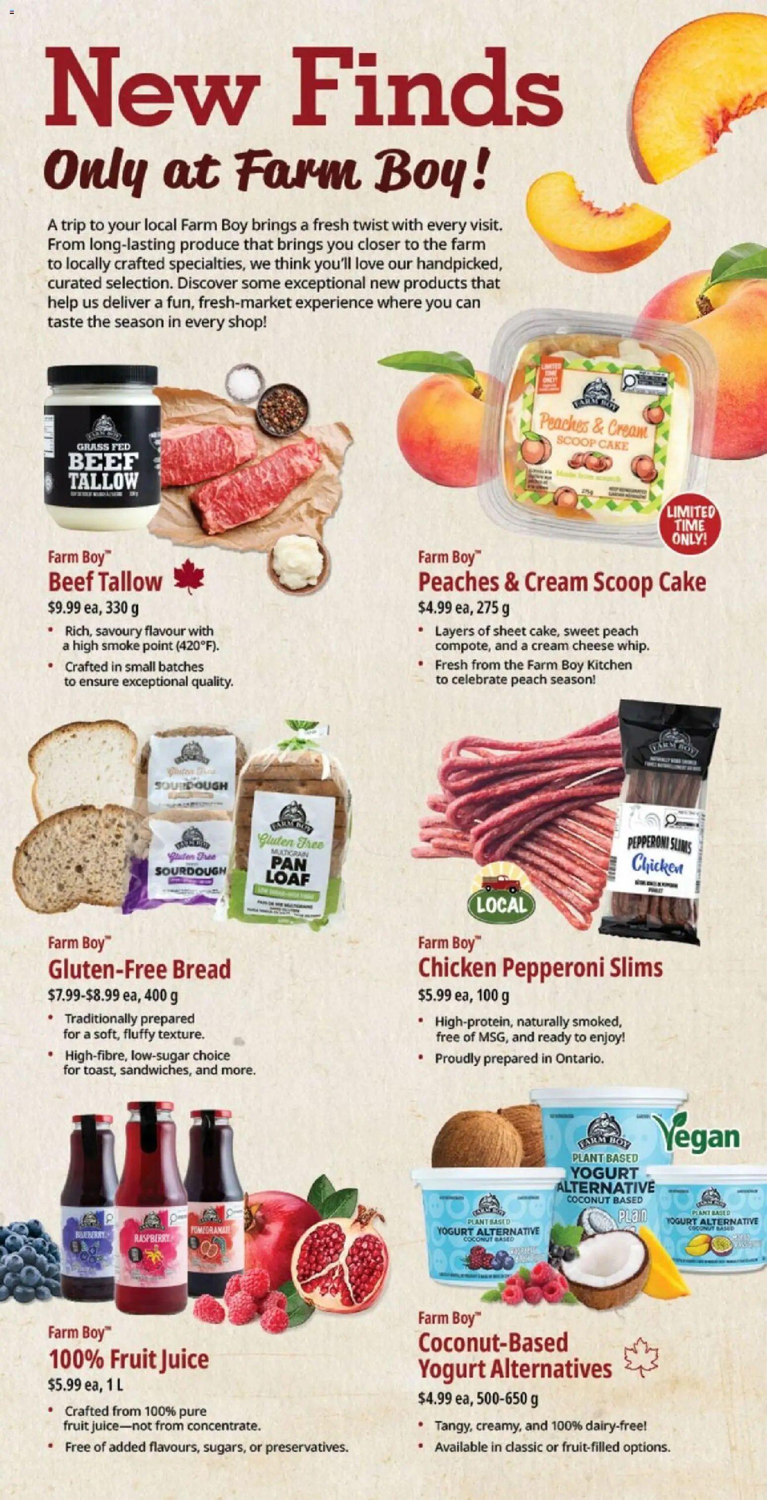 Farm Boy flyer valid from Aug 13, 2026 | Page: 5 | Products: Fruit, Peaches, Yogurt, Juice